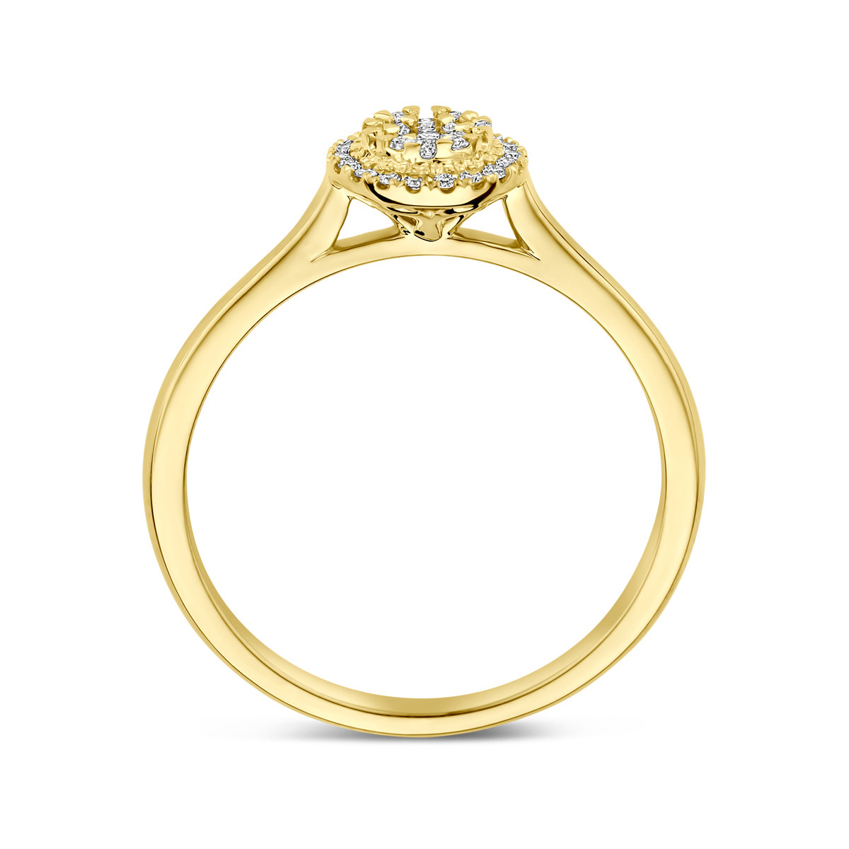 14-karaat glanzende gouden ring met briljant geslepen 0.15 crt diamanten 7 mm breed