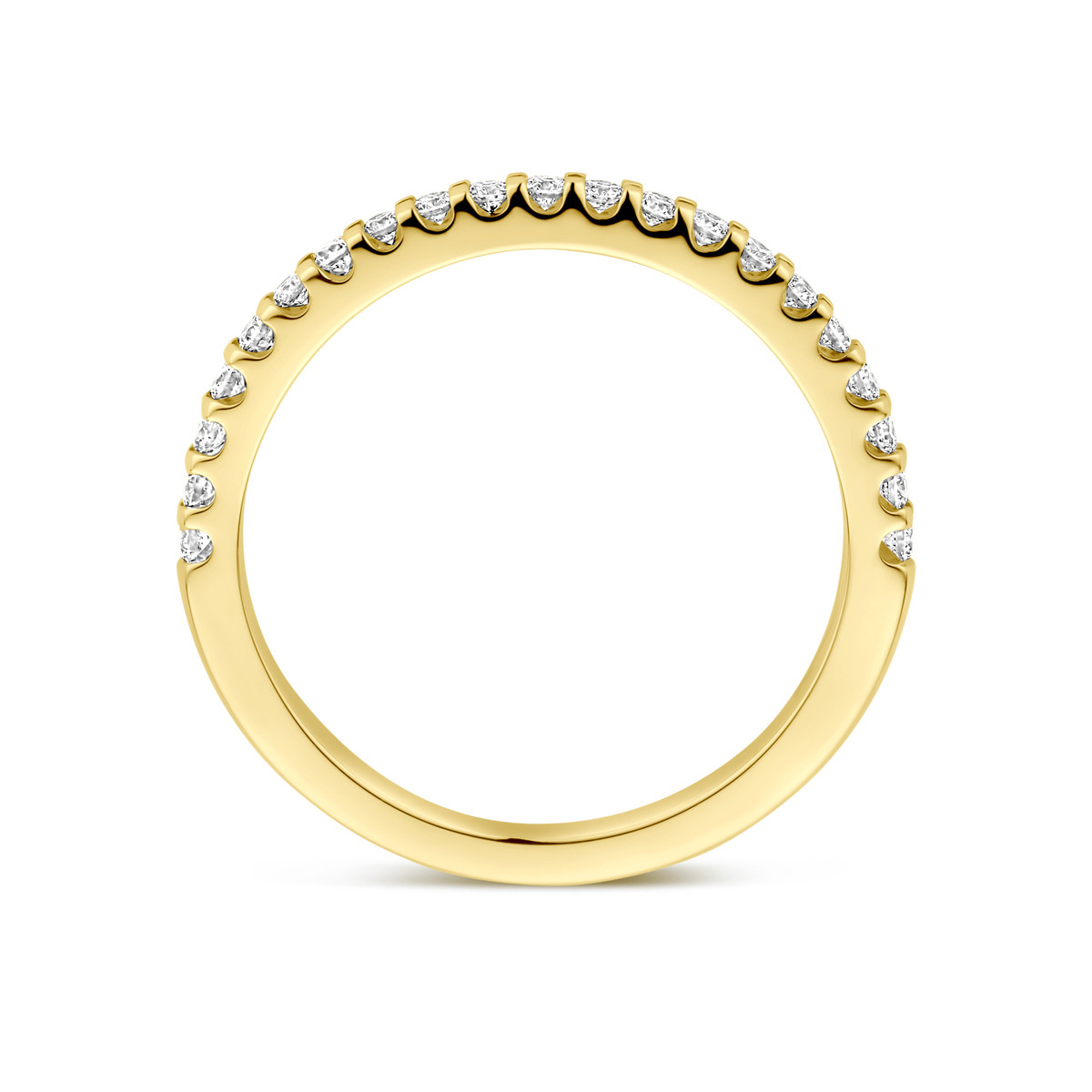 14-karaat gouden aanschuifring met briljant geslepen lab grown diamanten 0.25 crt 2 mm breed
