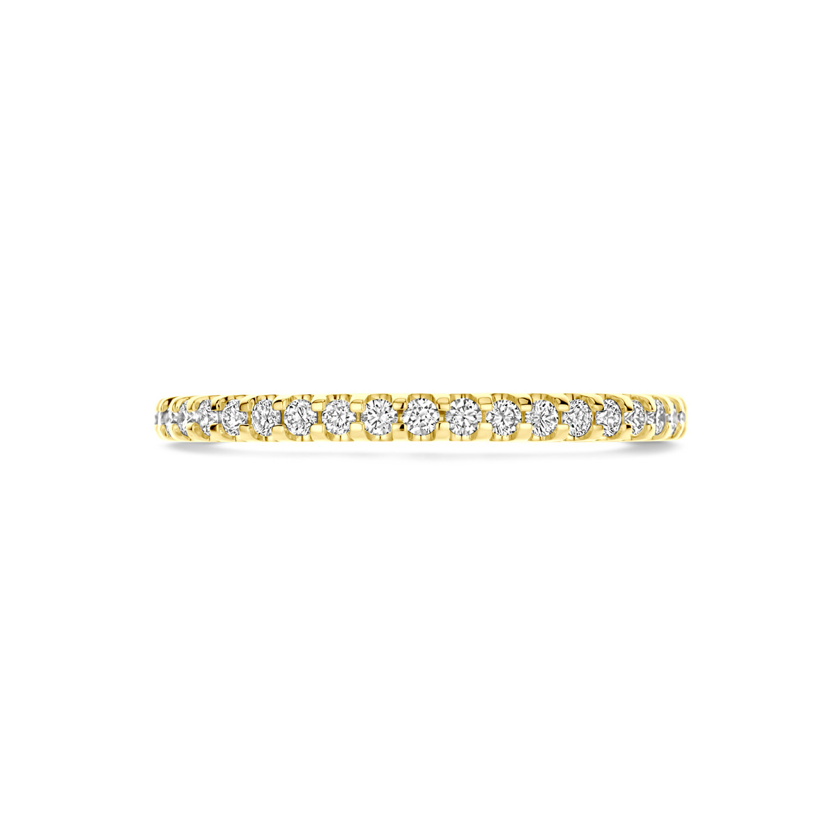 14-karaat gouden aanschuifring met briljant geslepen lab grown diamanten 0.25 crt 2 mm breed