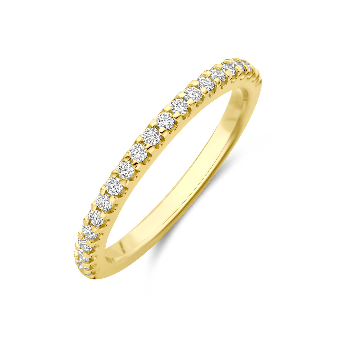 14-karaat gouden aanschuifring met briljant geslepen lab grown diamanten 0.25 crt 2 mm breed