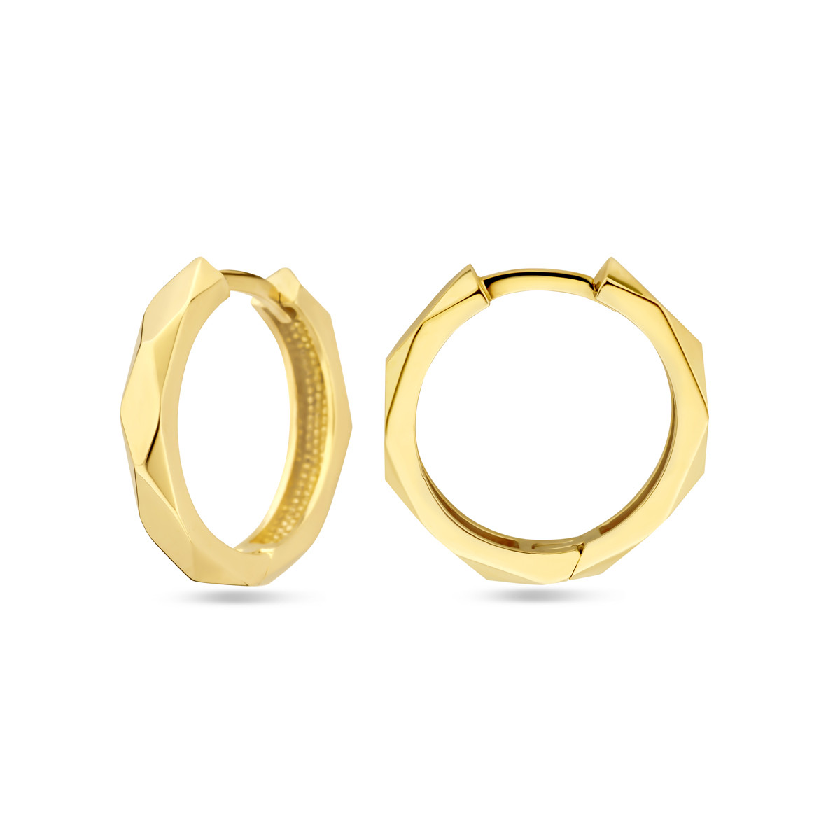 14-karaat gouden achthoek klapoorringen 2.5 mm breed - Diameter 15.5 mm