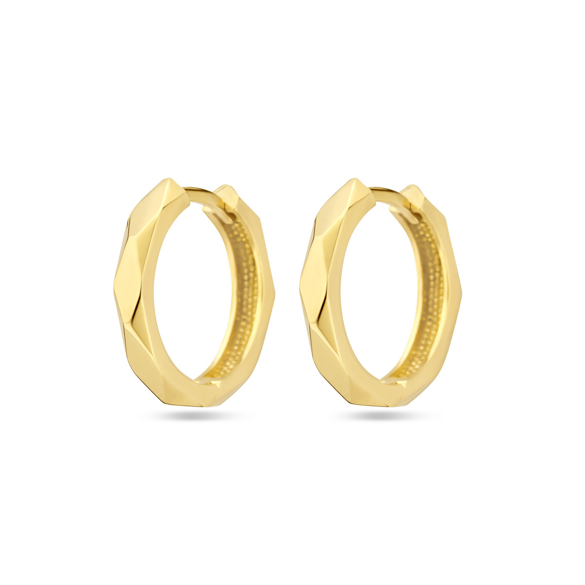 14-karaat gouden achthoek klapoorringen 2.5 mm breed - Diameter 15.5 mm