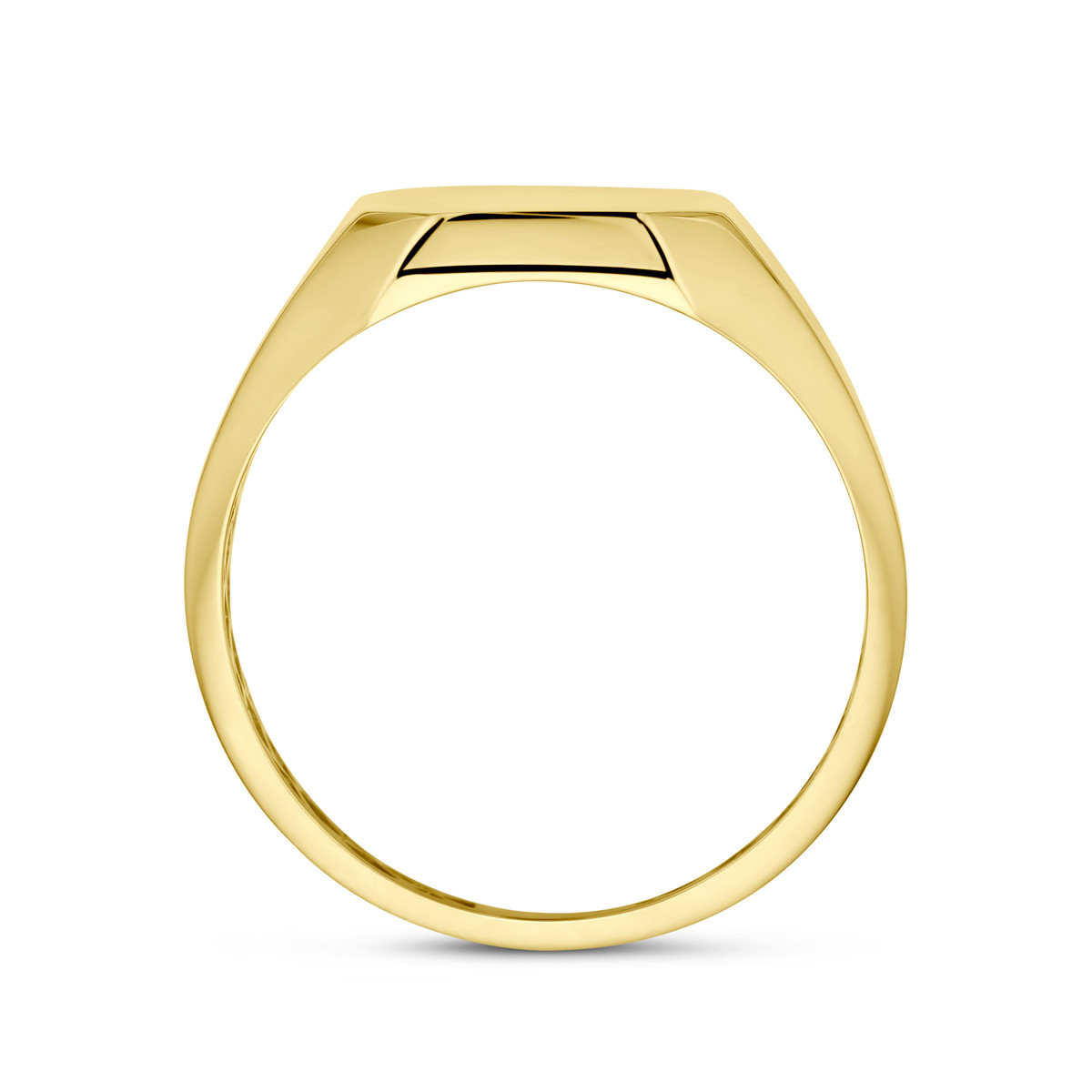 Gouden graveerring met vierkante vorm en 10.5 mm breedte