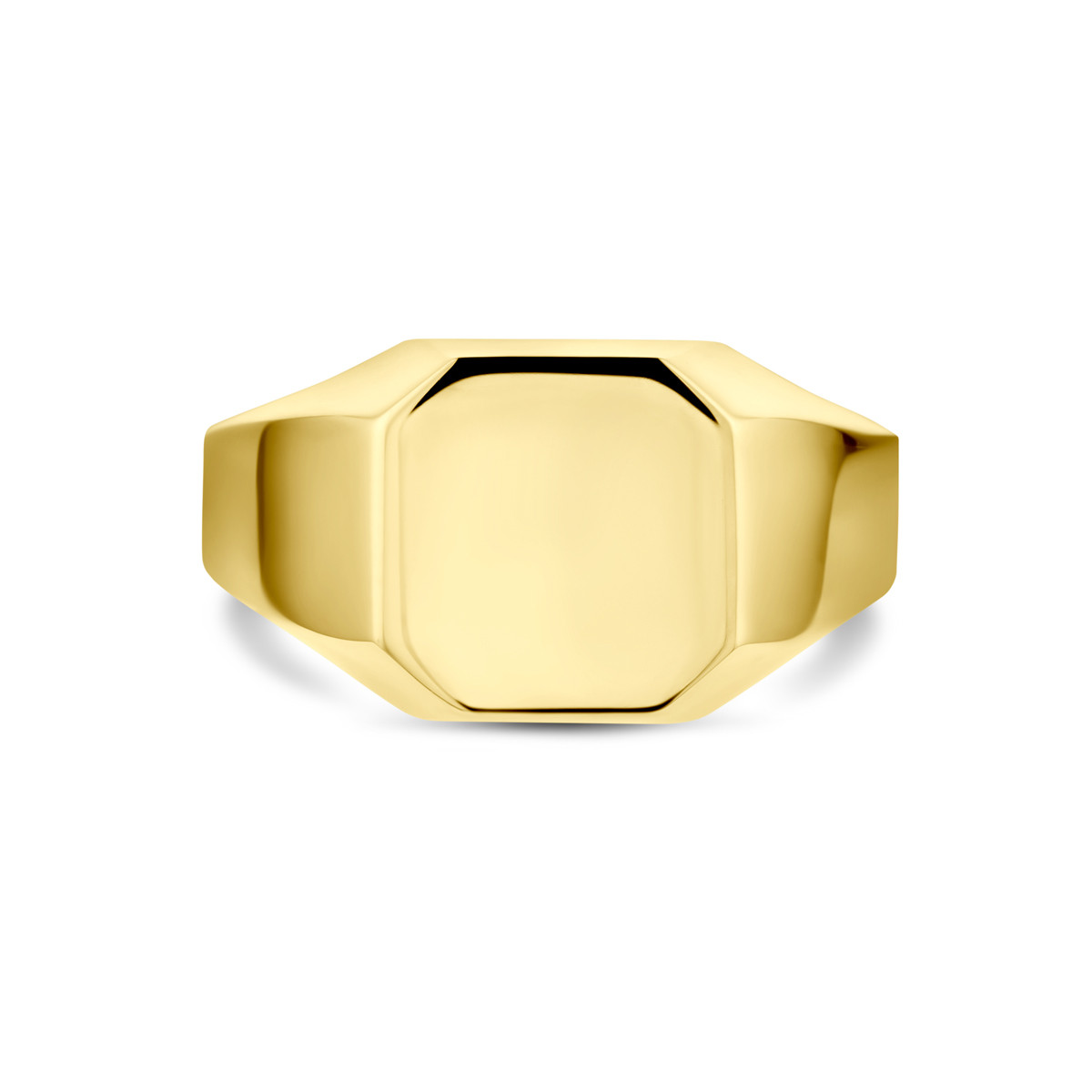 Gouden graveerring met vierkante vorm en 10.5 mm breedte