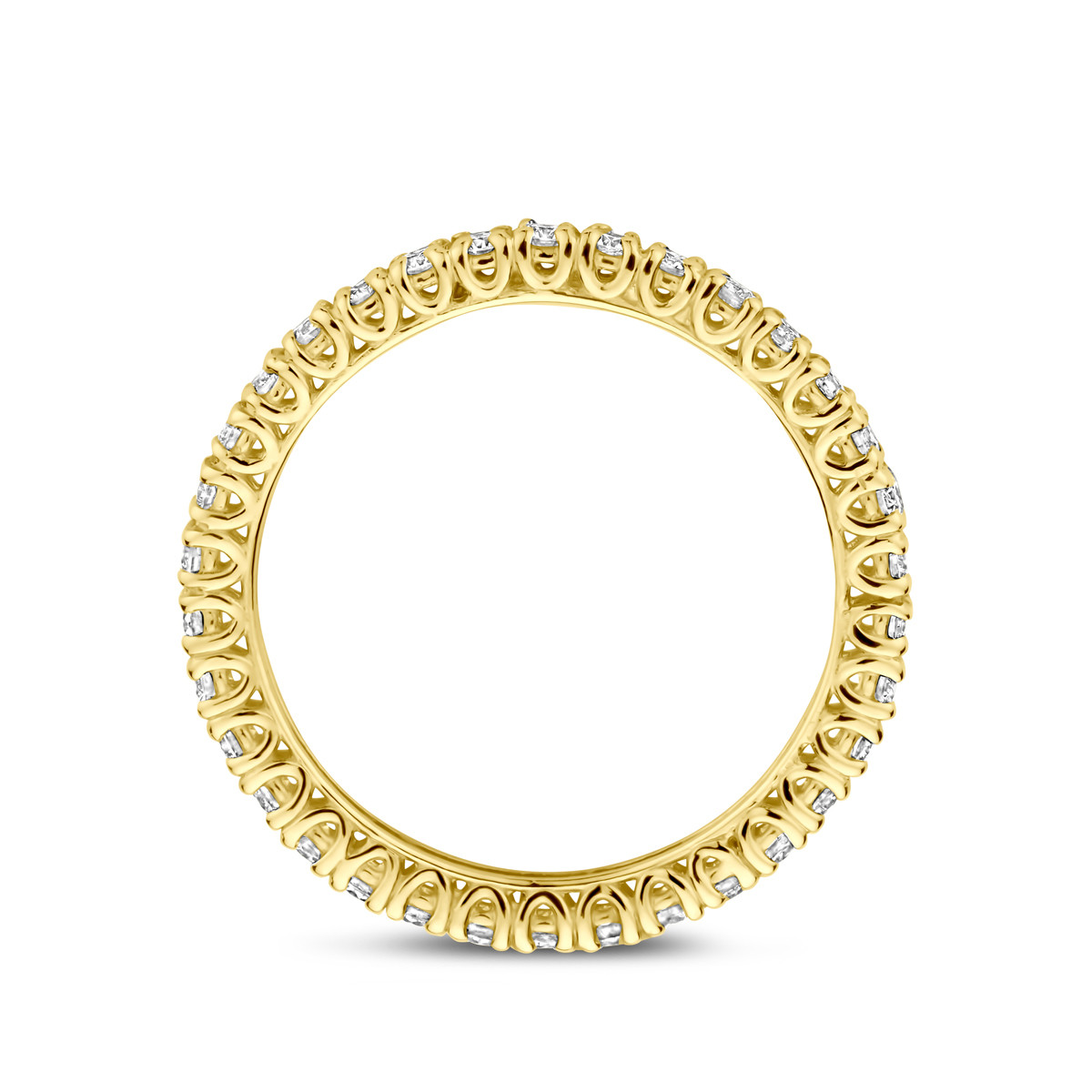14-karaat gouden alliance ring met diamanten briljant geslepen 0.70 crt 2 mm breed