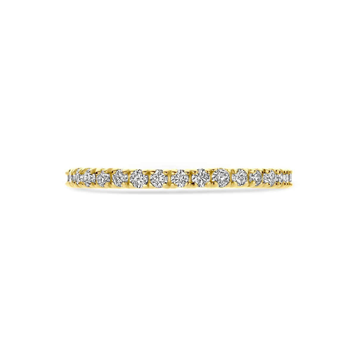 14-karaat gouden alliance ring met diamanten briljant geslepen 0.70 crt 2 mm breed