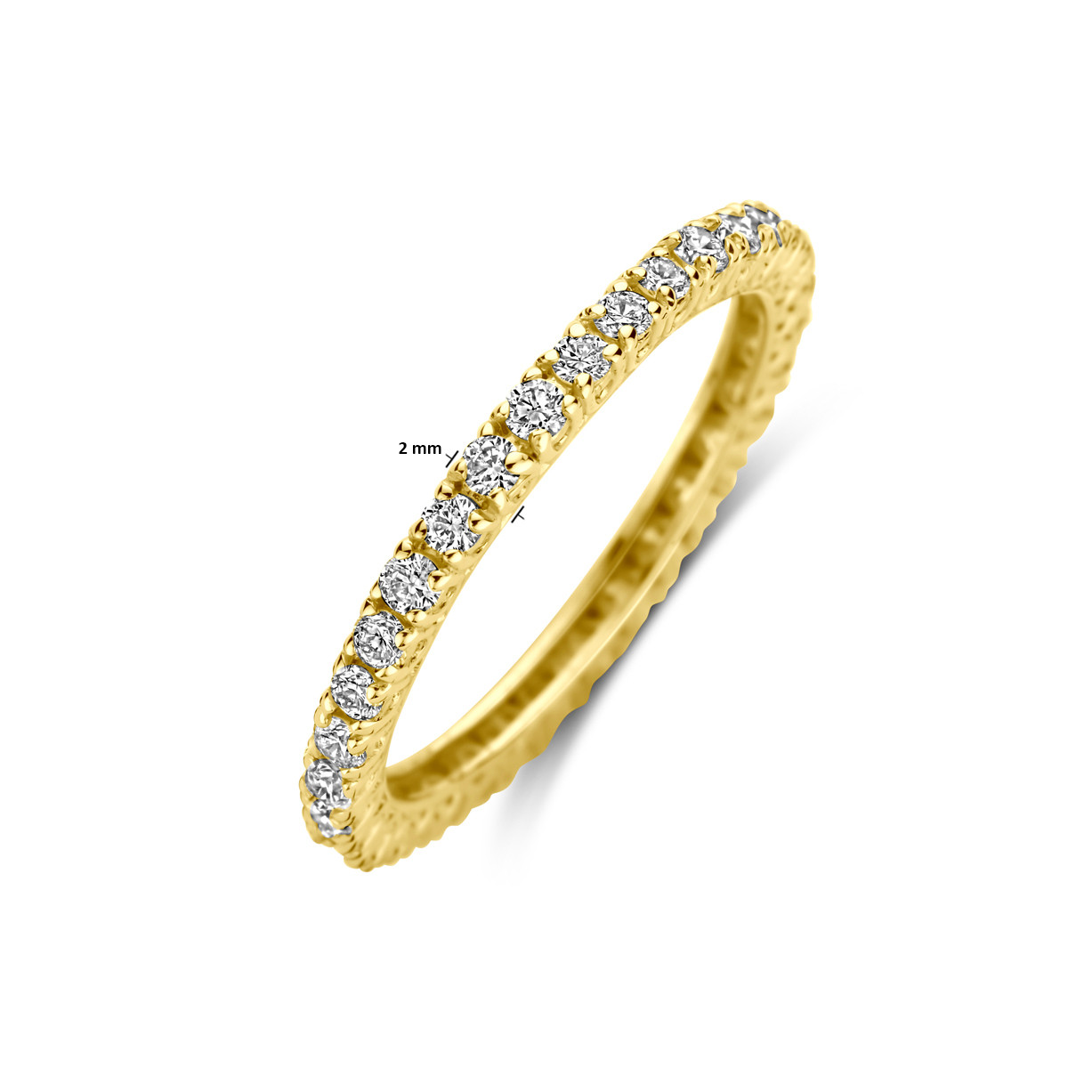 14-karaat gouden alliance ring met diamanten briljant geslepen 0.70 crt 2 mm breed