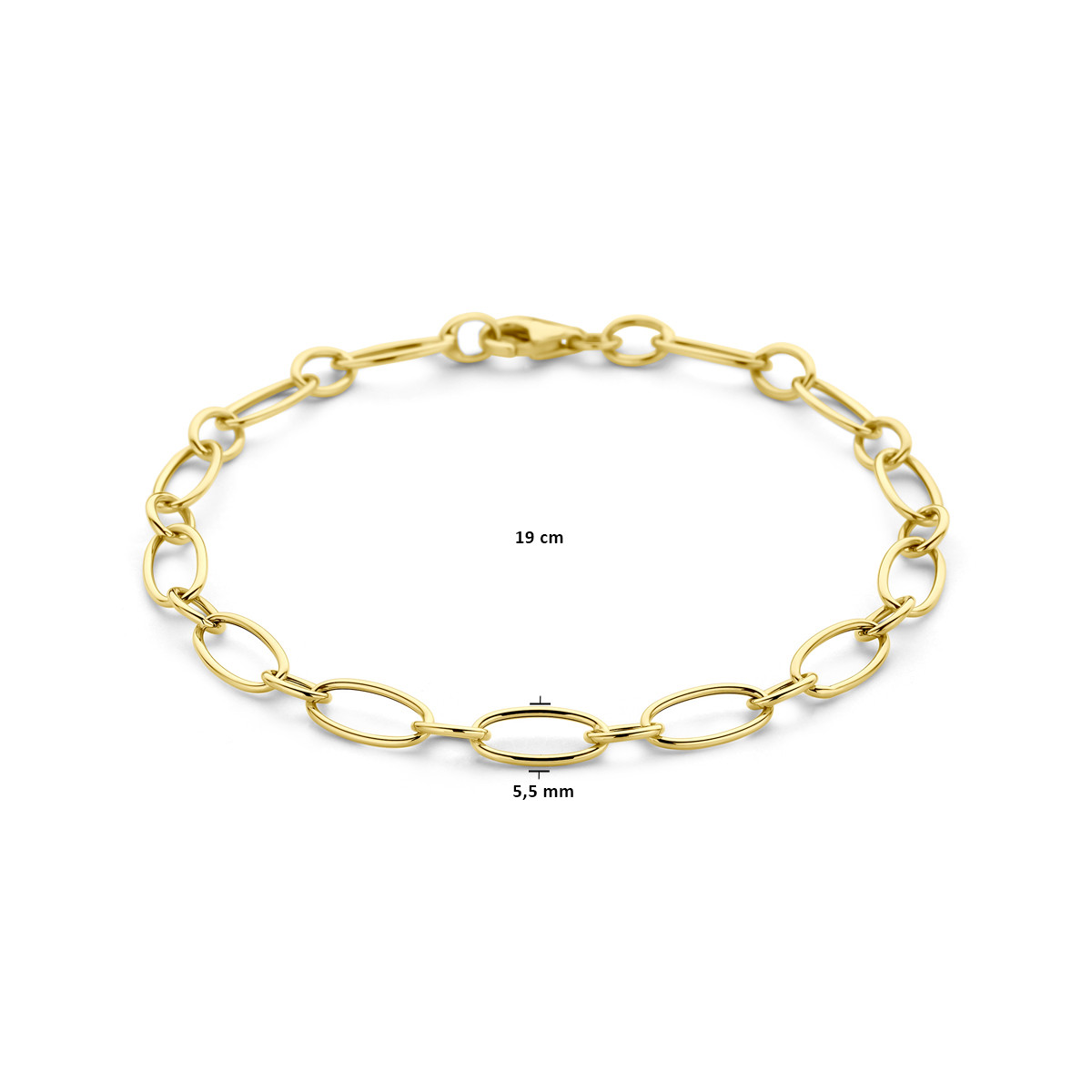 14-karaat gouden armband met 5.5 mm brede schakels - Lengte 19 cm