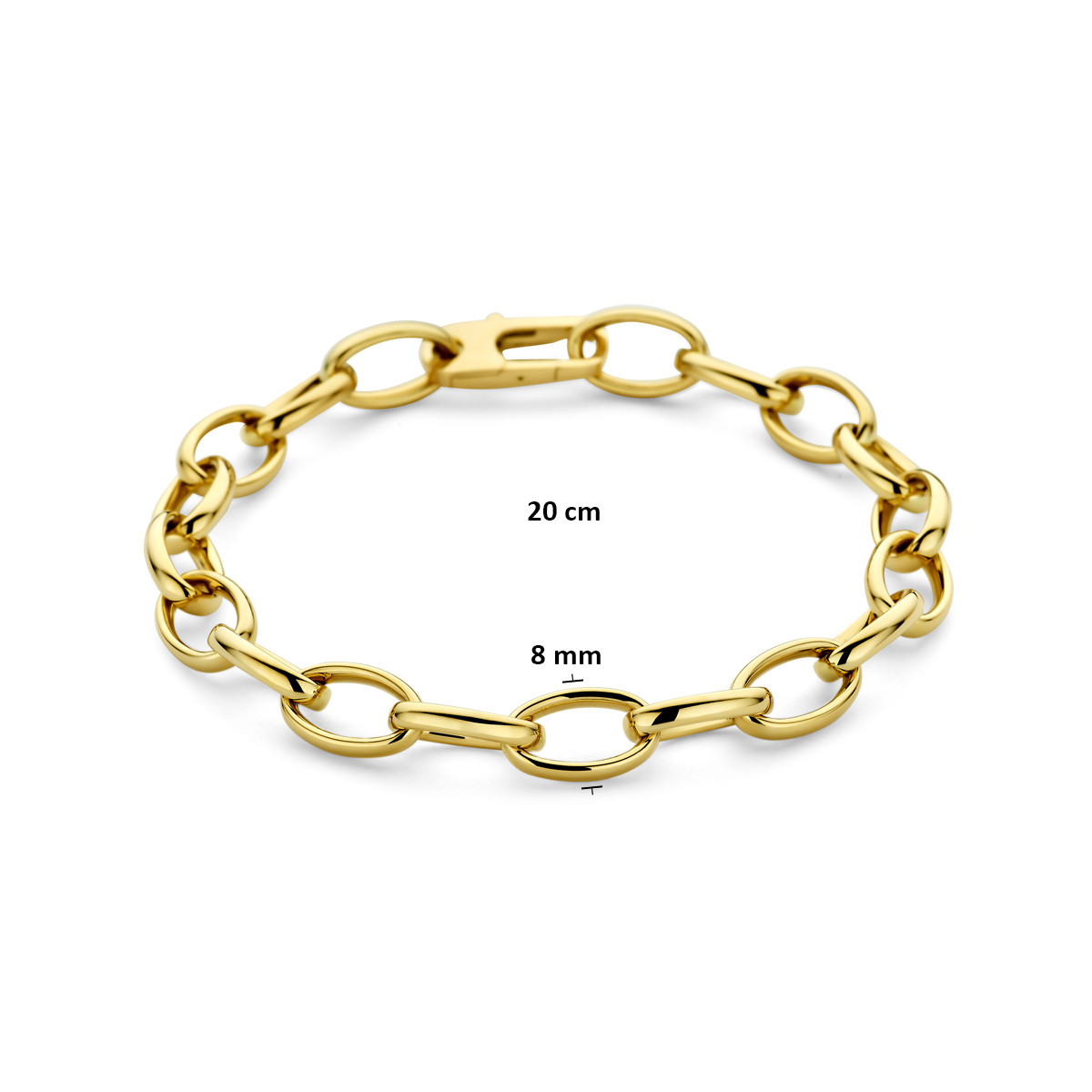 14-karaat gouden armband met anker schakels 8 mm breed - Lengte 20 cm