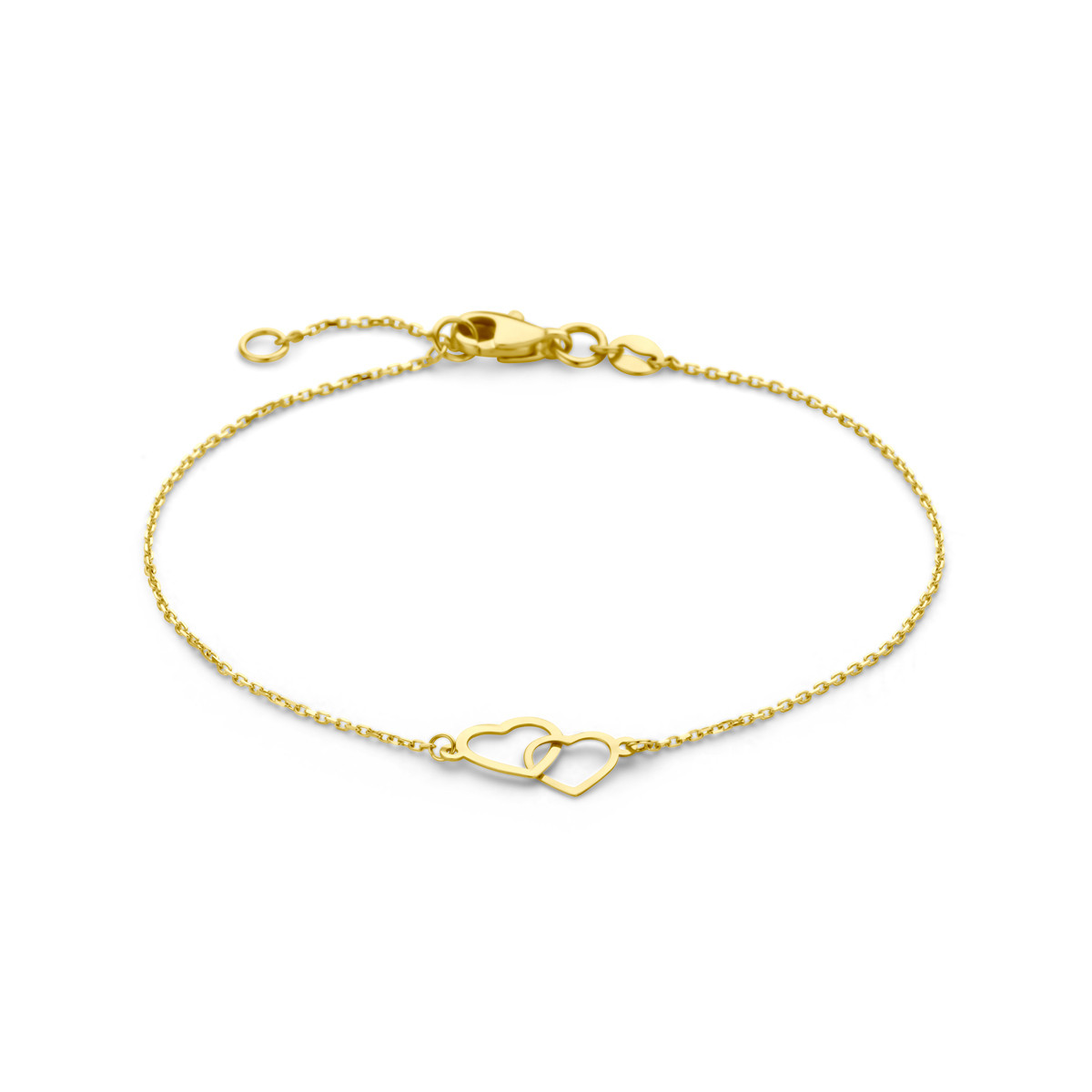 14-karaat gouden armband met ankerschakel hartmotief 9 mm breed - Lengte 17-19 cm
