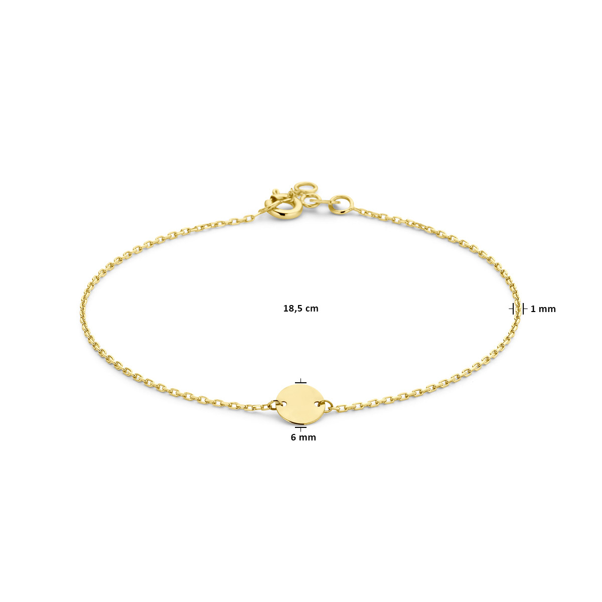 14-karaat gouden armband met cirkel 6 mm - Lengte 18.5 cm