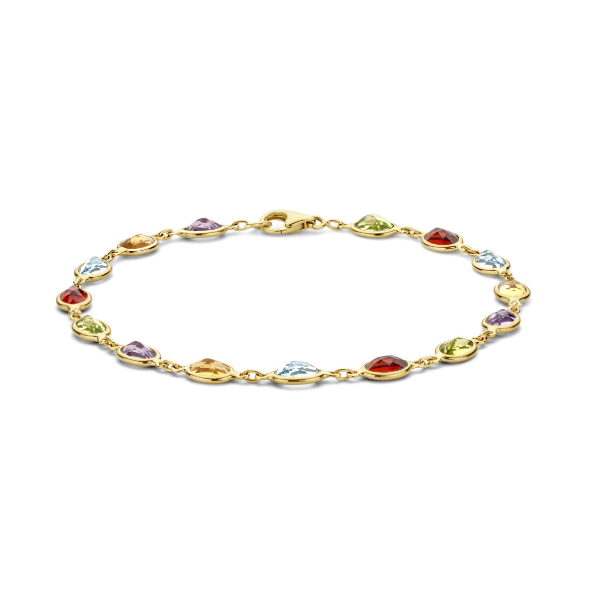 14-karaat gouden armband met edelstenen - Lengte 18.5 cm