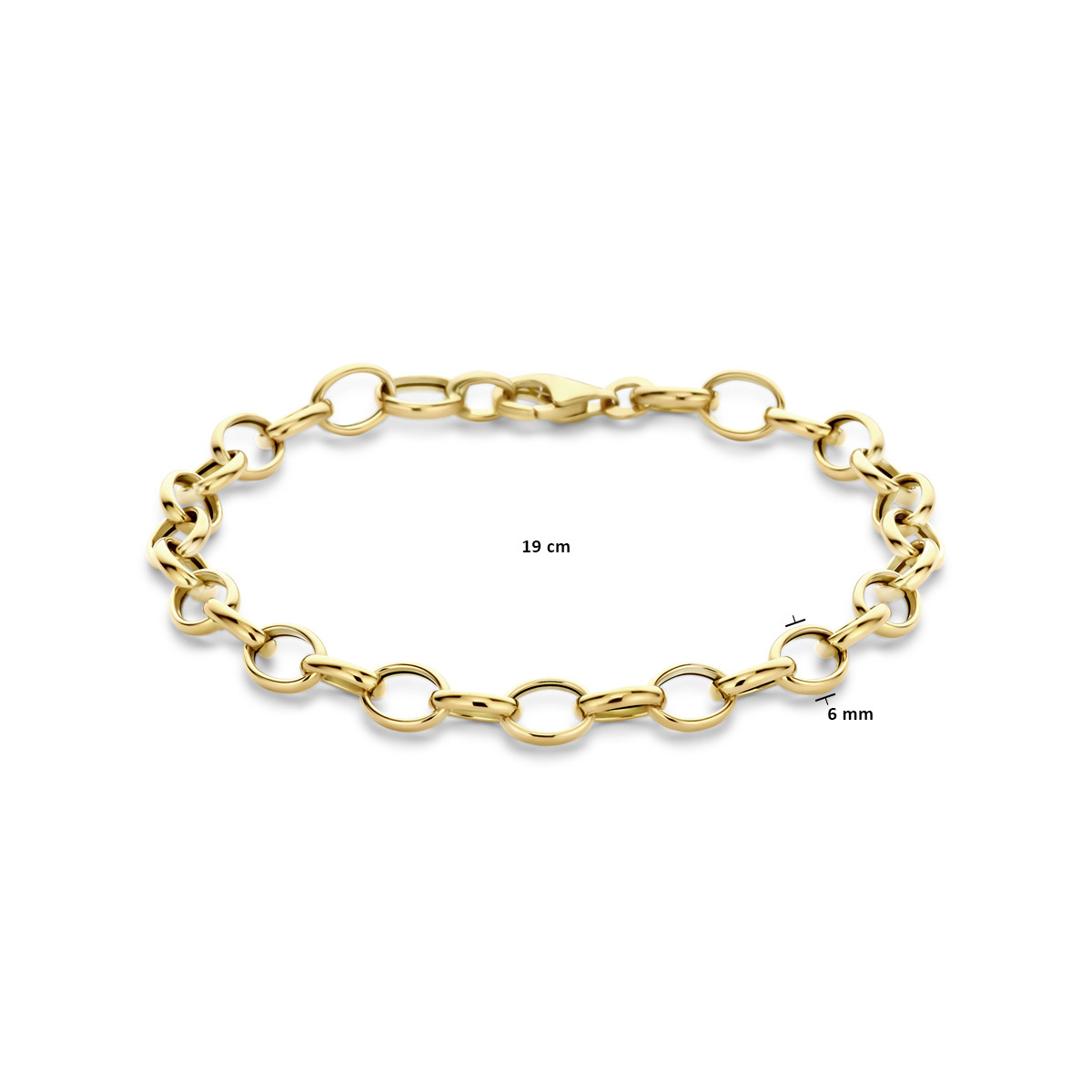 14-karaat gouden armband met fantasieschakel 6 mm breed - Lengte 19 cm