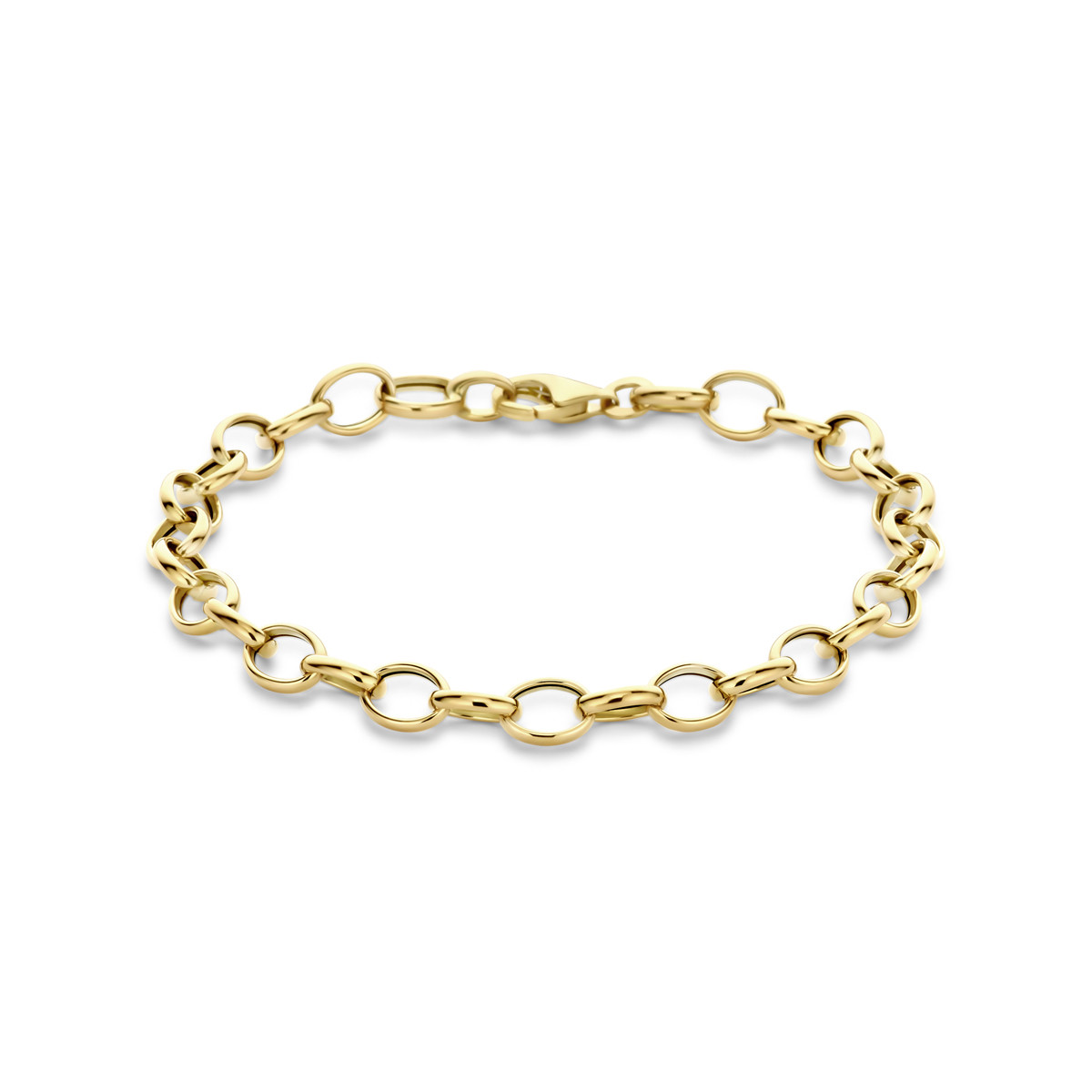 14-karaat gouden armband met fantasieschakel 6 mm breed - Lengte 19 cm