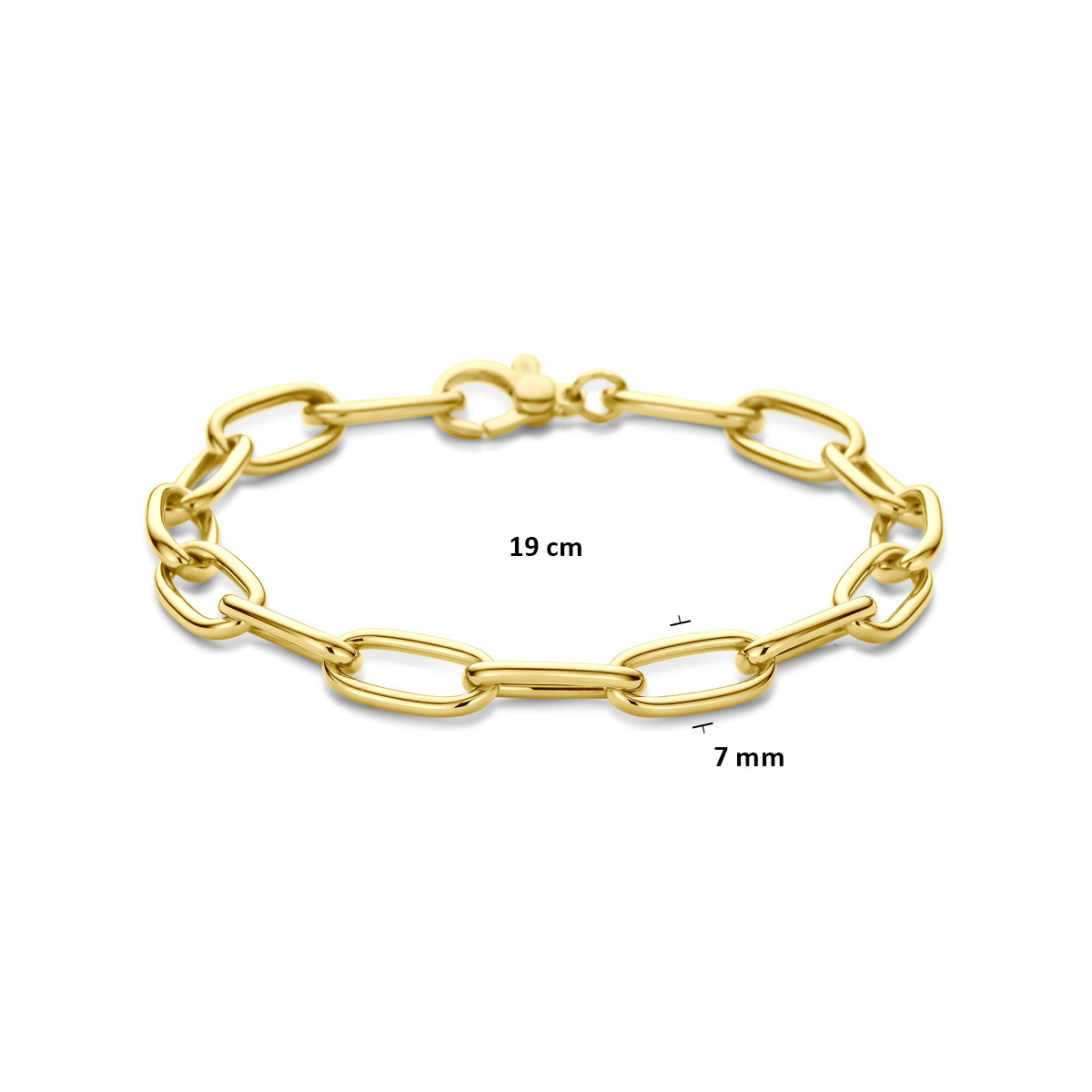 14-karaat gouden armband met gedraaide anker schakels glanzend 7 mm breed - Lengte 19 cm