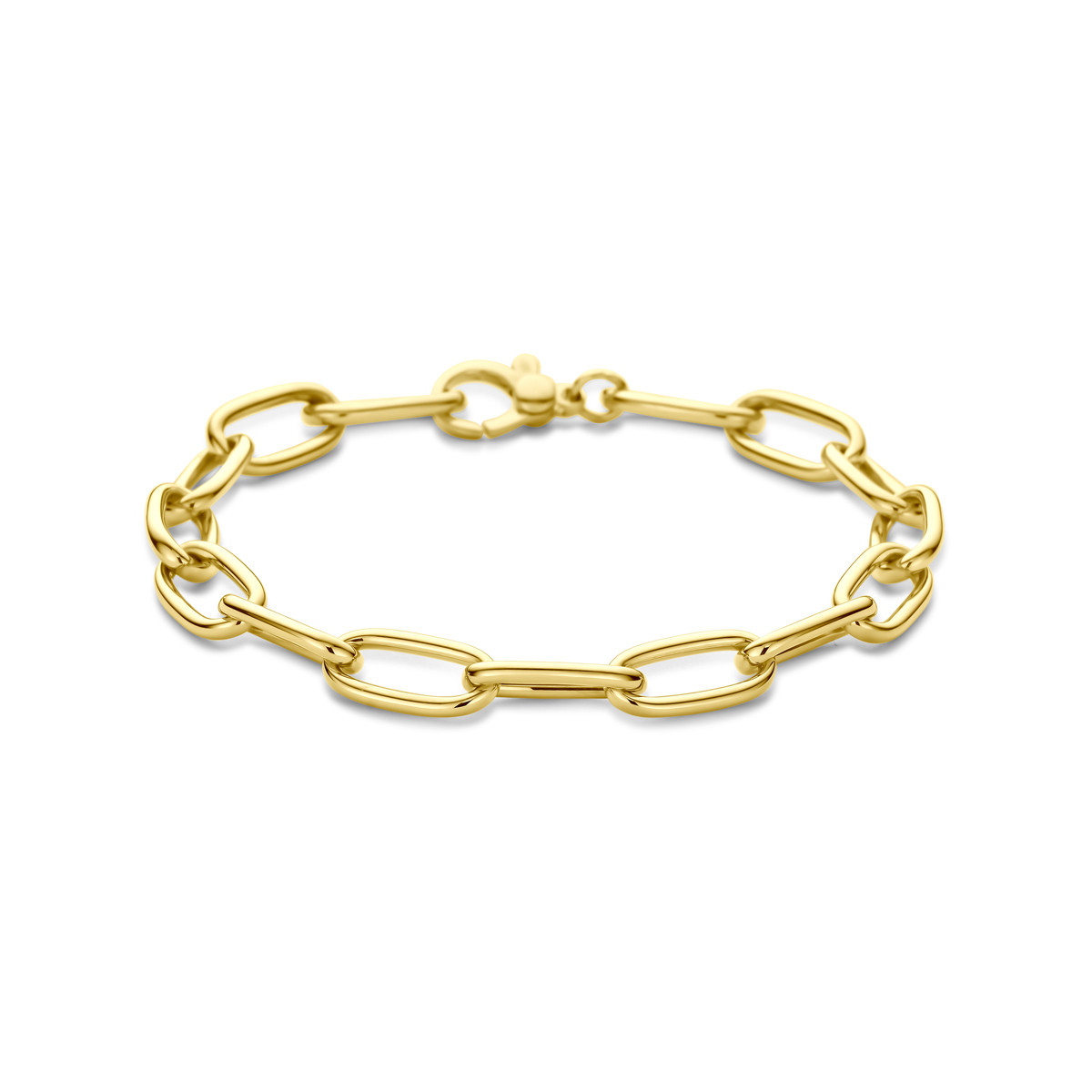 14-karaat gouden armband met gedraaide anker schakels glanzend 7 mm breed - Lengte 19 cm