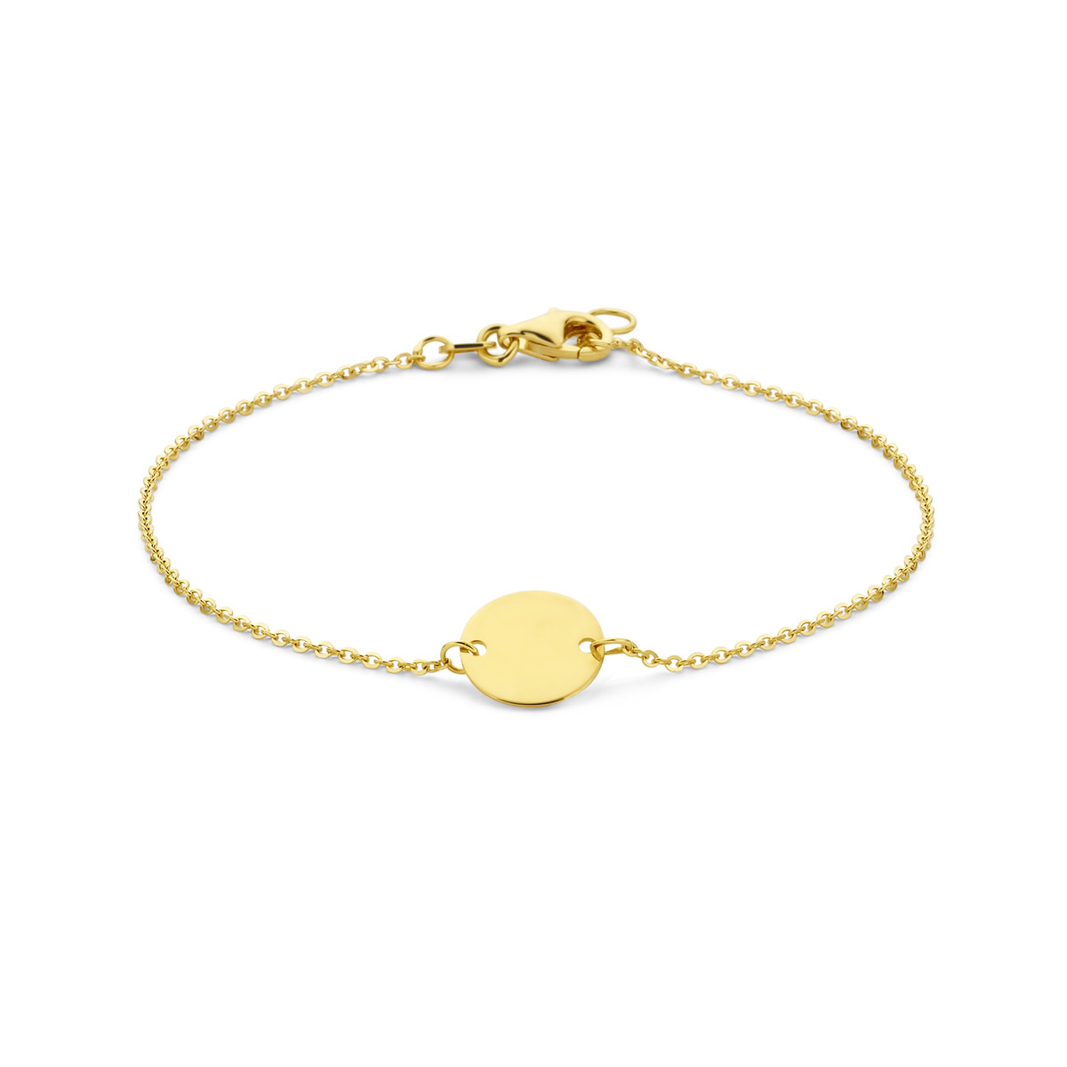14-karaat gouden armband met gouden cirkel van 10 mm - Lengte 17 - 18.5 cm