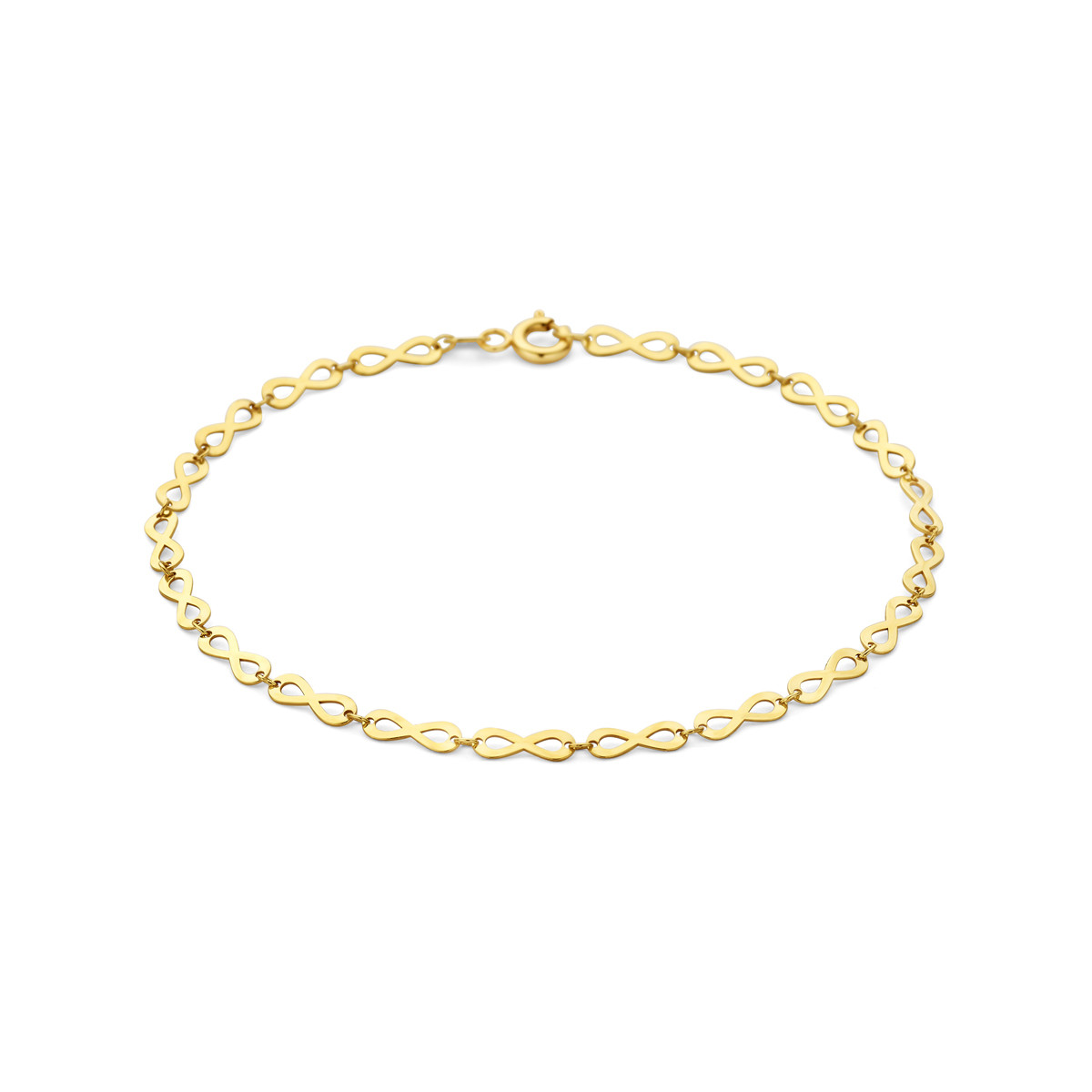14-karaat gouden armband met infinity schakels glanzend 2.8 mm breed - Lengte 18.5 cm