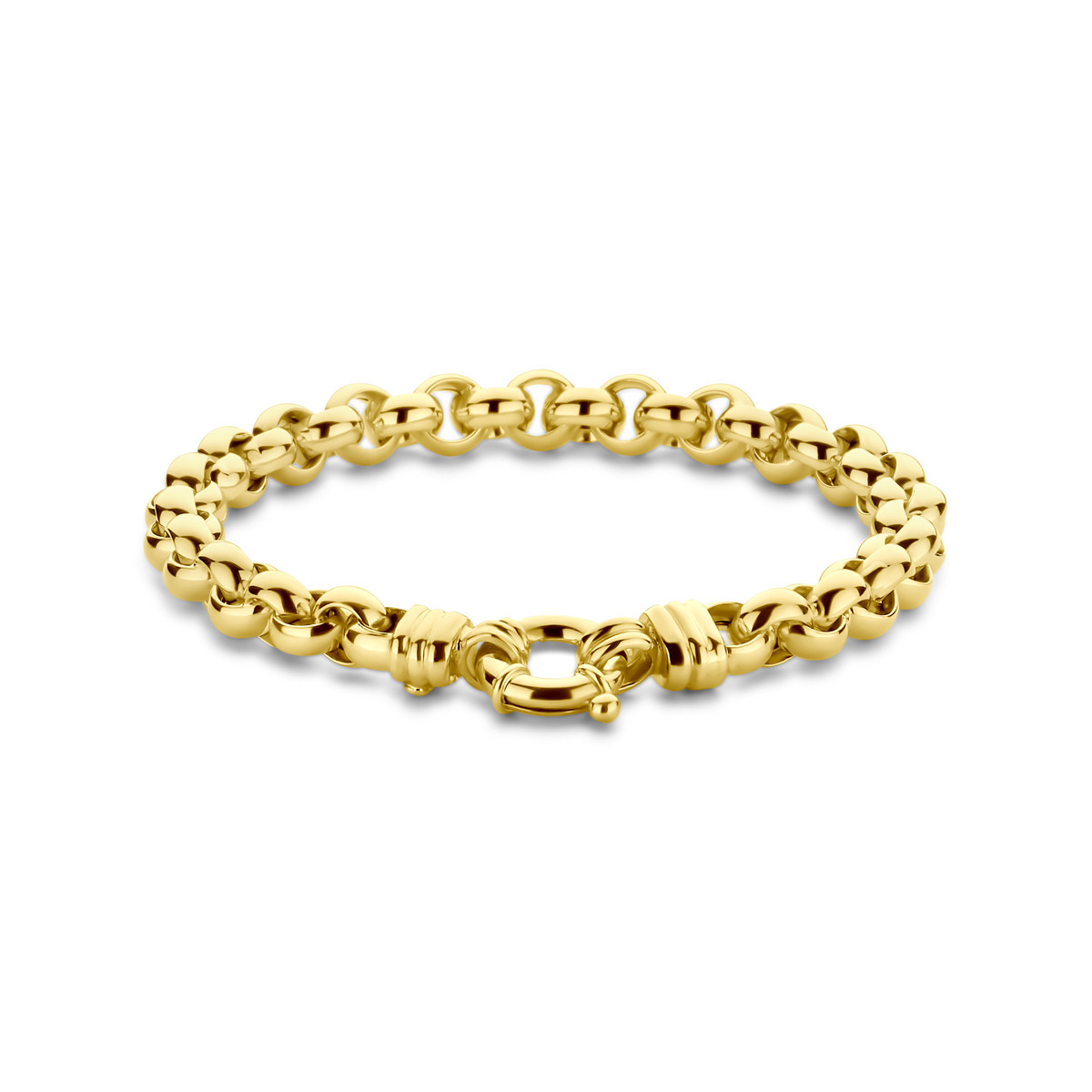 14-karaat gouden armband met jasseron schakels en glanzende afwerking 7 mm breed - Lengte 19 cm