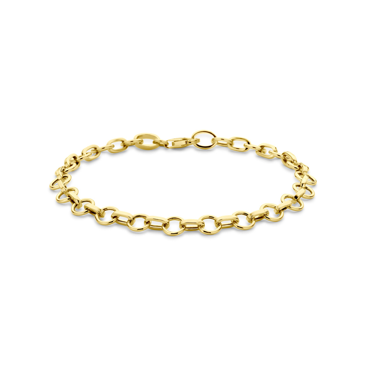 14-karaat gouden armband met jasseron schakels glanzend 6 mm breed - Lengte 19 cm
