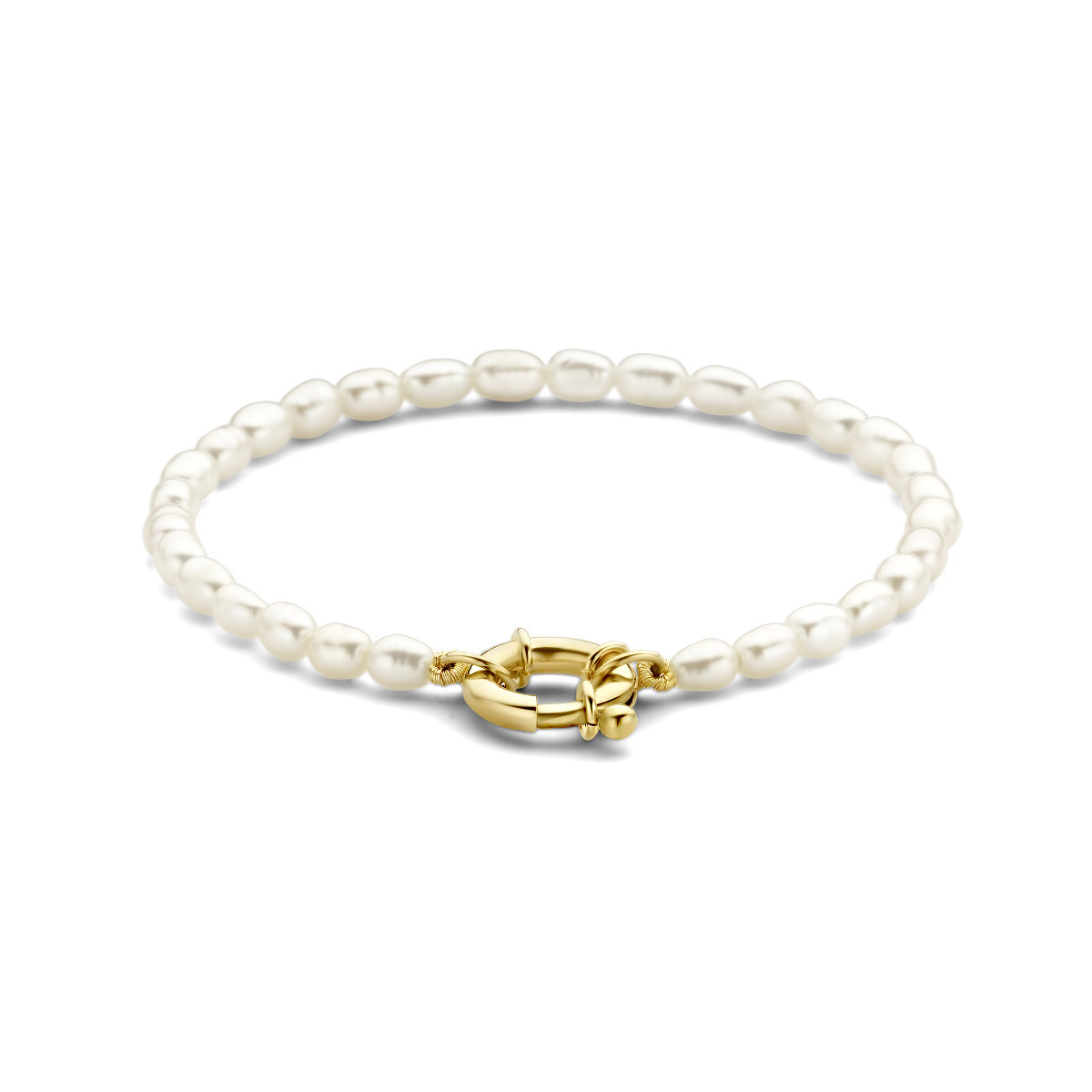 14-karaat gouden armband met parels 3.8 mm breed - Lengte 18.5 cm