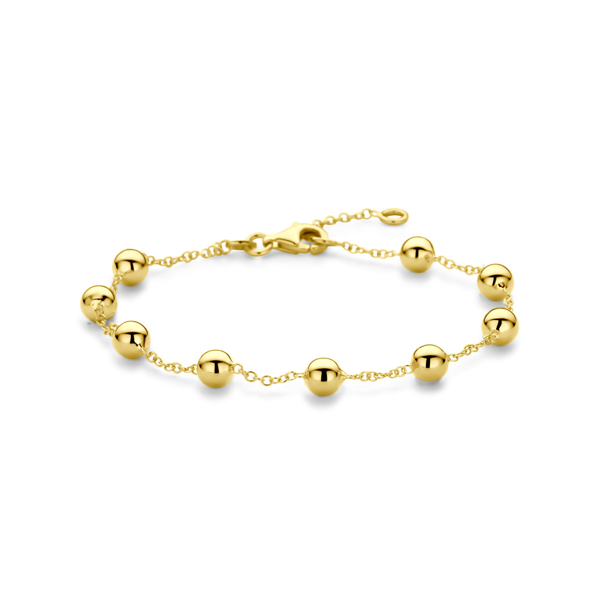 14-karaat gouden armband met ronde bolletjes 5 mm breed - Lengte 17-19 cm
