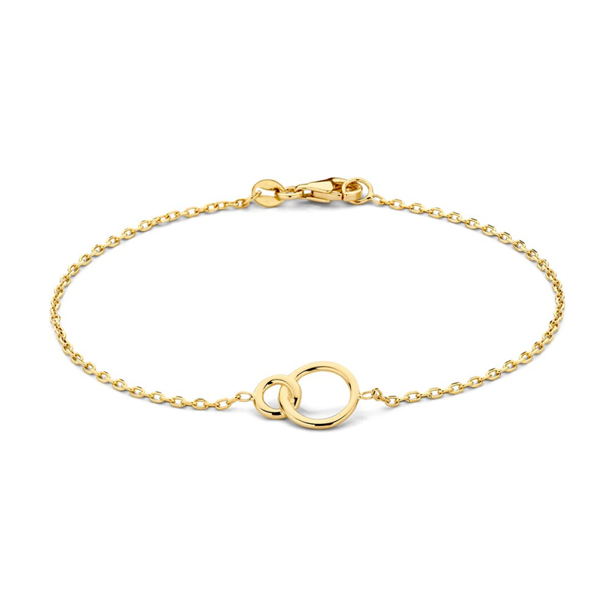 14-karaat gouden armband met twee verbonden cirkels - Lengte 19 cm