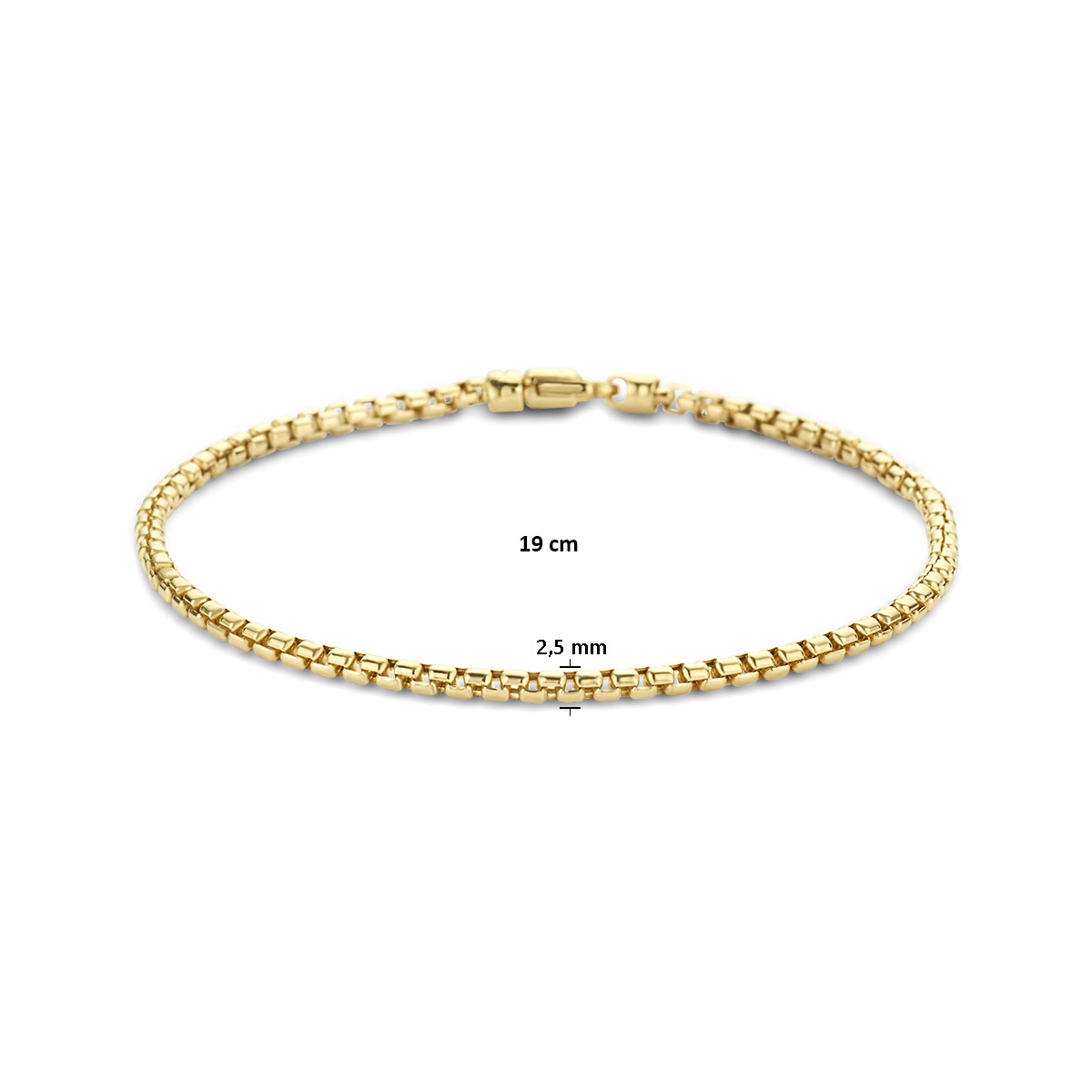 14-karaat gouden armband met Venetiaanse schakel 2.5 mm breed - Lengte 19 - 20 cm