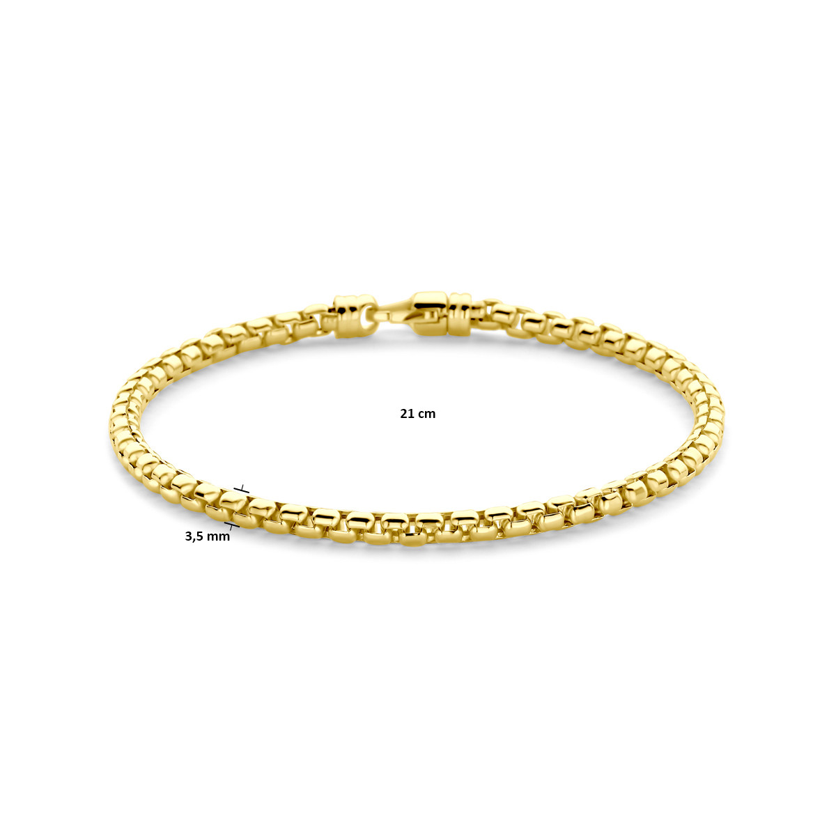 14-karaat gouden armband met venetiaanse schakel glanzend 3.5 mm breed - Lengte 21 cm
