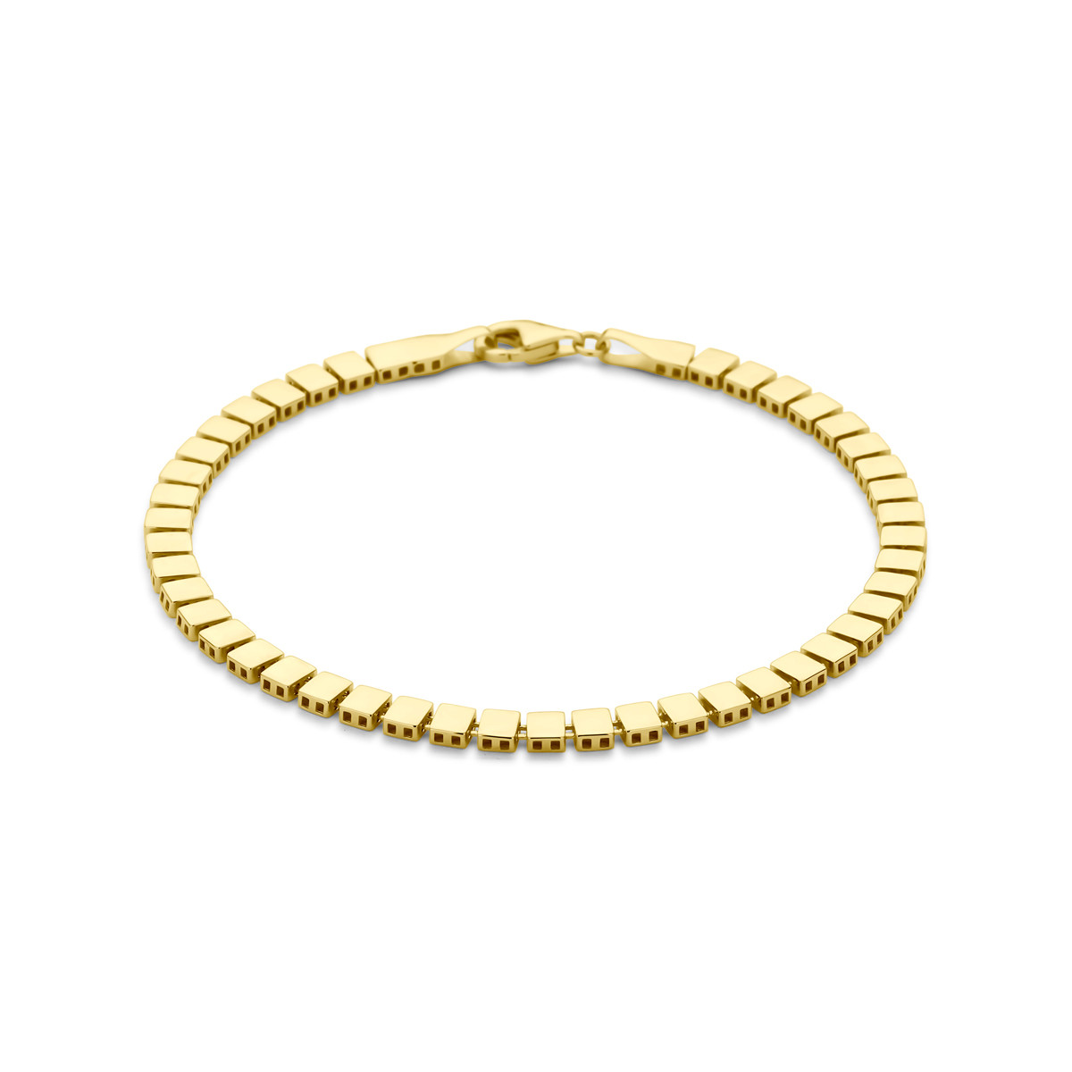 14-karaat gouden armband met vierkante schakels 3.9 mm breed - Lengte 19 cm