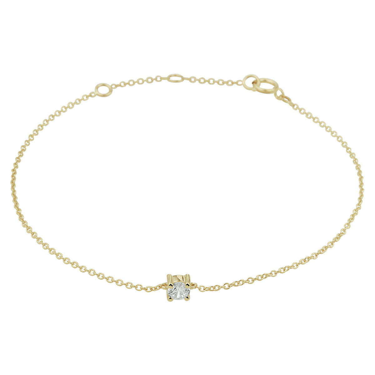 14-karaat gouden armband met zirkonia en ankerschakel 1 mm breed - Lengte 15.5-17-18.5 cm