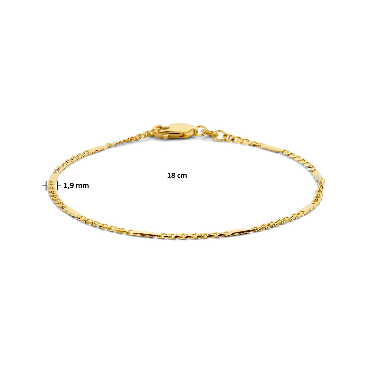 14-karaat gouden armband valkenoog 1.9 mm - Lengte 19 cm