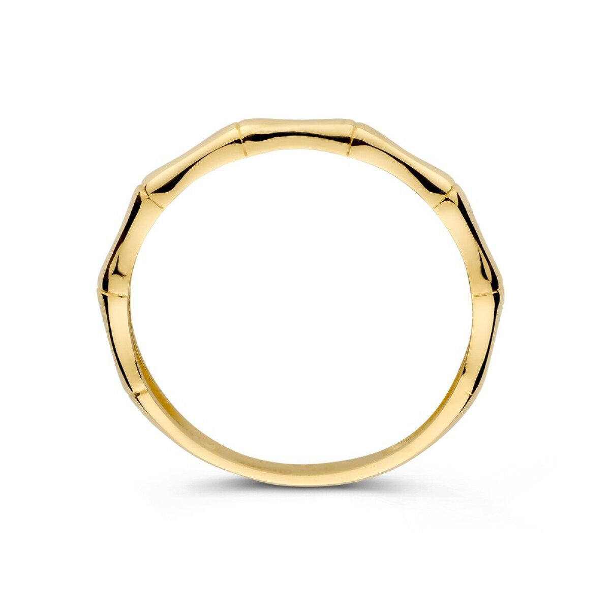 14-karaat gouden bamboe-structuur ring glanzend design 2.3 mm breed