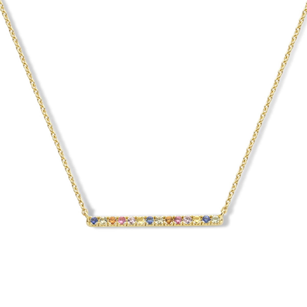 14-karaat gouden barketting met regenboog saffier 1 mm - Lengte 40 - 42 - 44 cm
