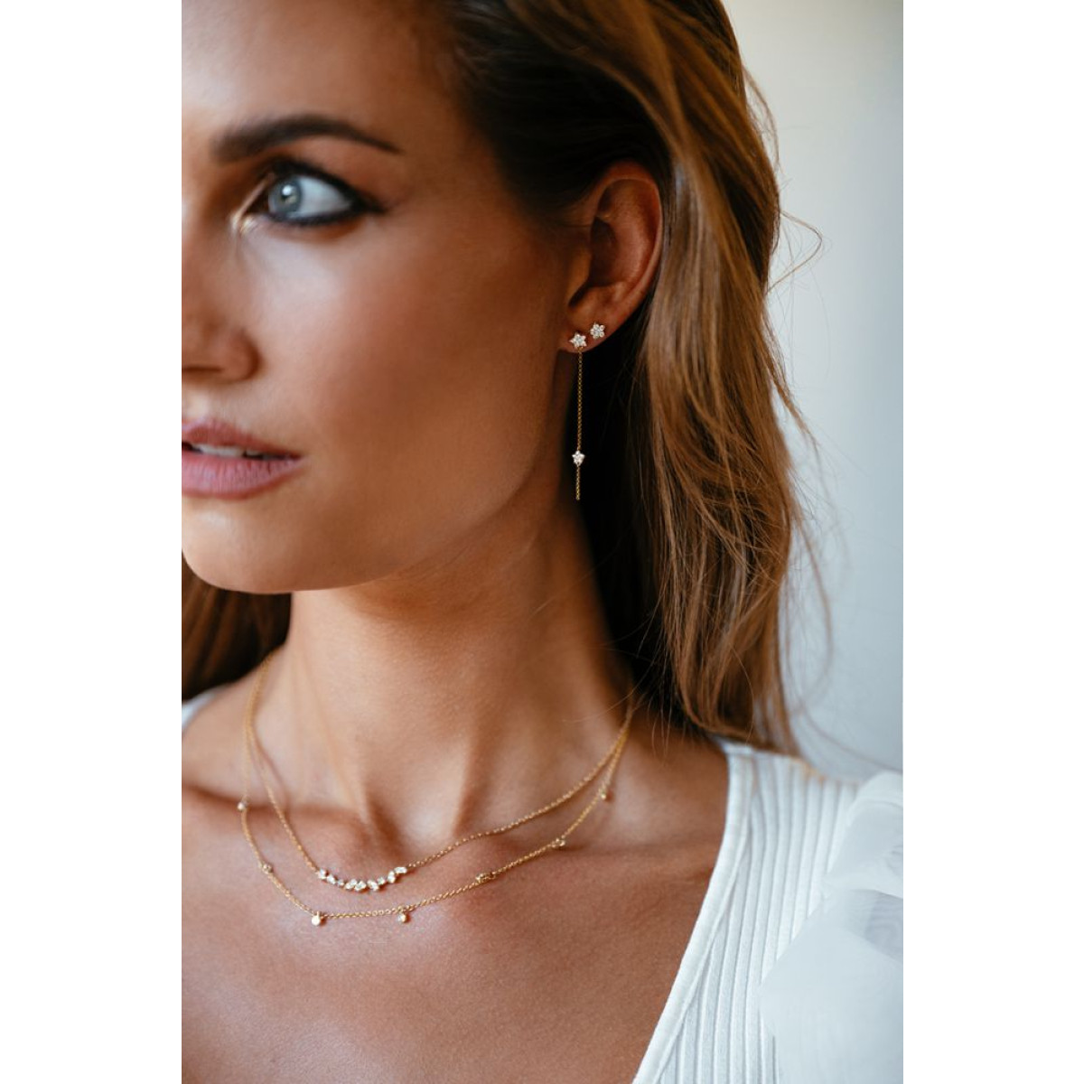 14-karaat gouden barketting met sierlijke bar - Lengte 42-45 cm