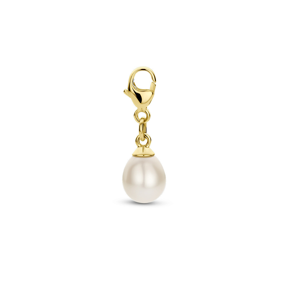 14-karaat gouden bedel met witte zoetwaterparel 7 mm x 9 mm