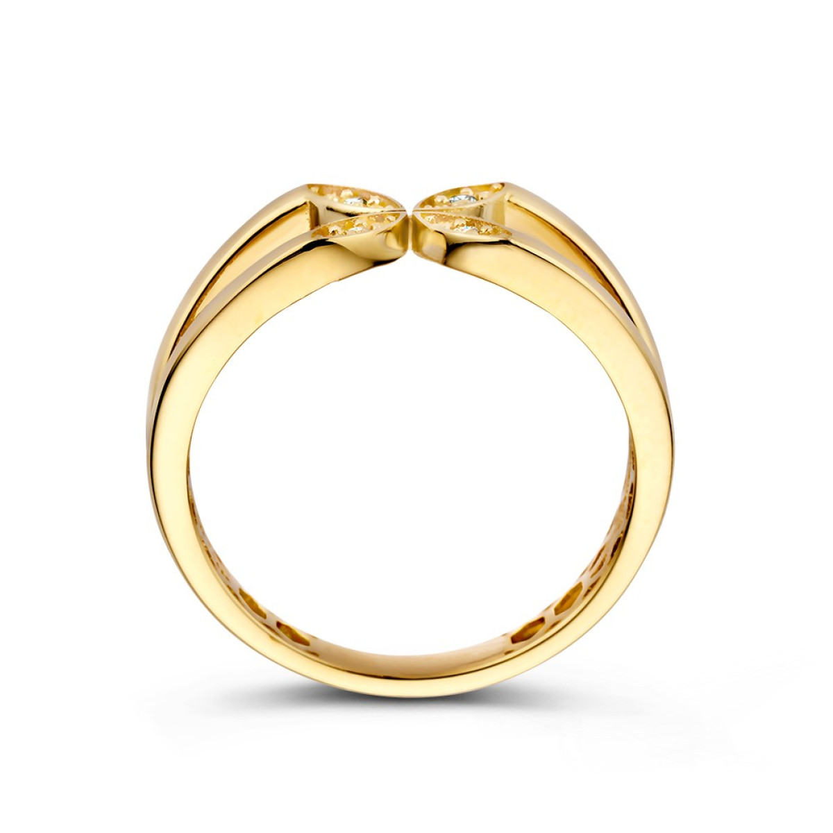 14-karaat gouden bloemen ring met zirkonia stenen
