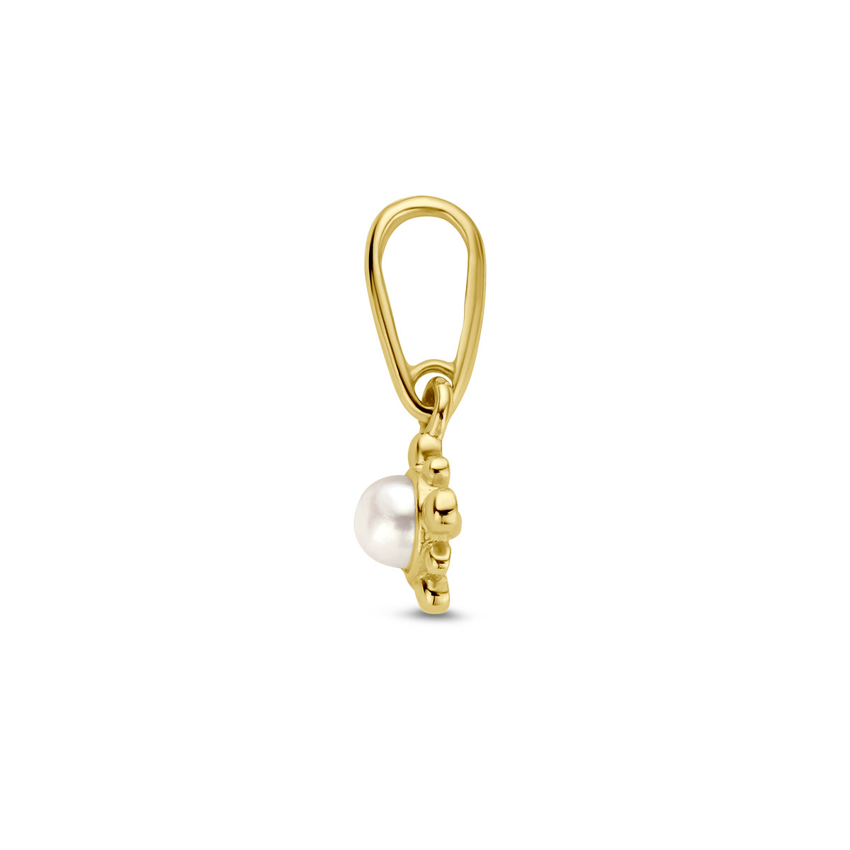 14-karaat gouden bloemhanger met parel - 5 mm x 11 mm