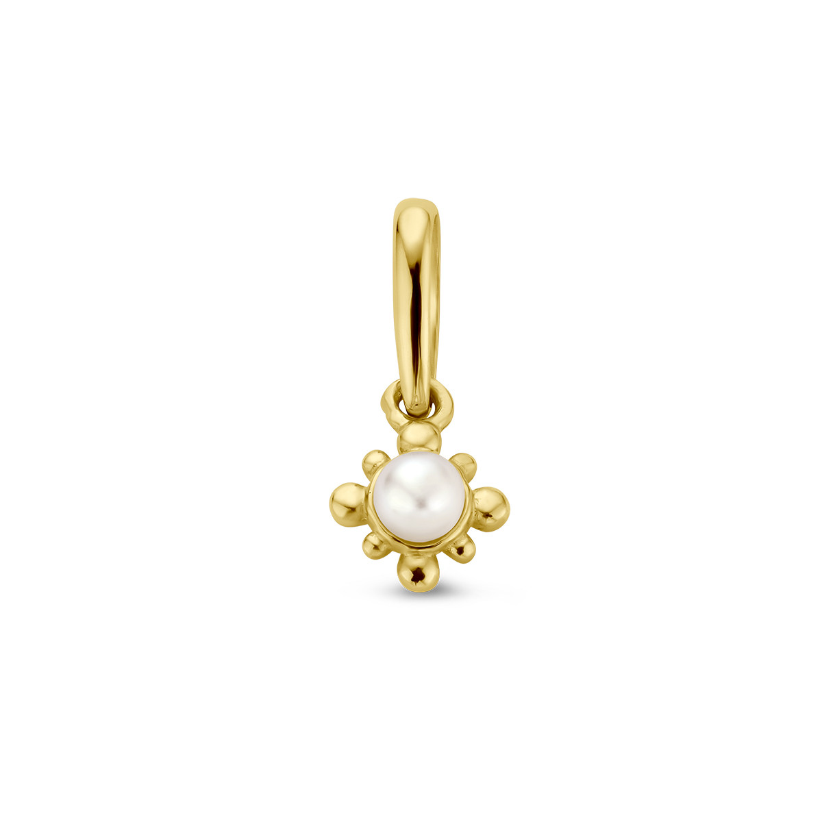 14-karaat gouden bloemhanger met parel - 5 mm x 11 mm