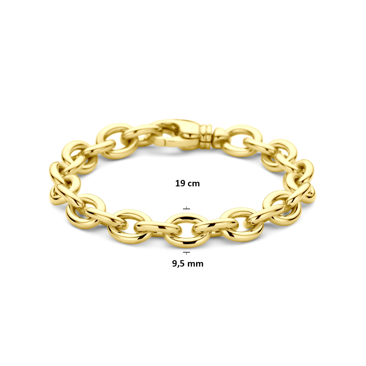14-karaat gouden brede anker schakelarmband 9.5 mm breed - Lengte 19 cm