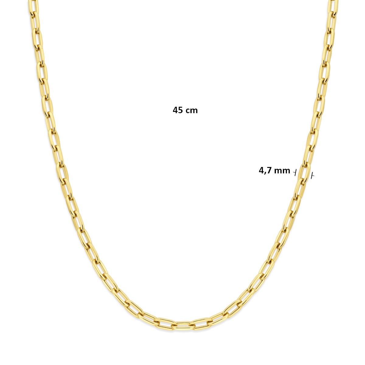 14-karaat gouden collier met anker schakels glanzend 4.7 mm breed - Lengte 45 cm