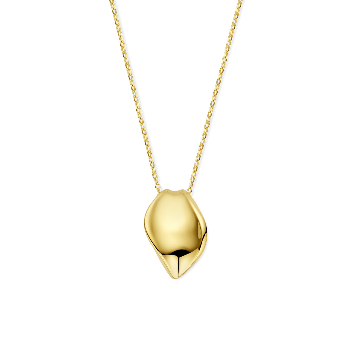 14-karaat gouden collier met golvende hanger - Lengte 42, 45 cm