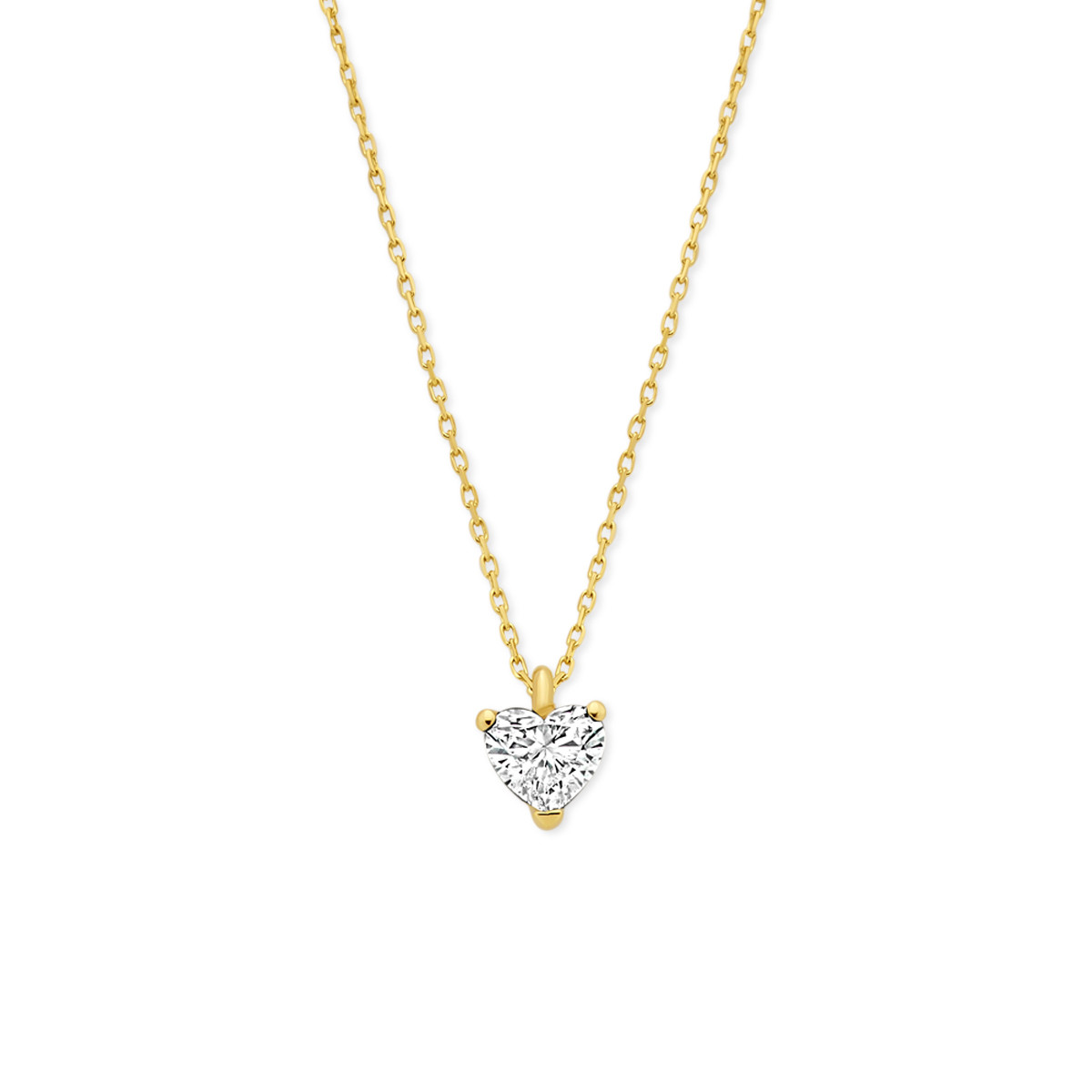 14-karaat gouden collier met lab grown diamanten hartje 0.50 crt 8 mm x 6 mm - Lengte 41-43-45 cm