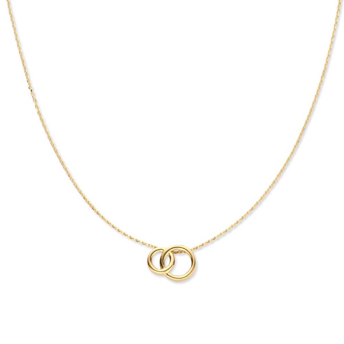 14-karaat gouden collier met verbonden rondjes - Lengte 42 cm, 45 cm