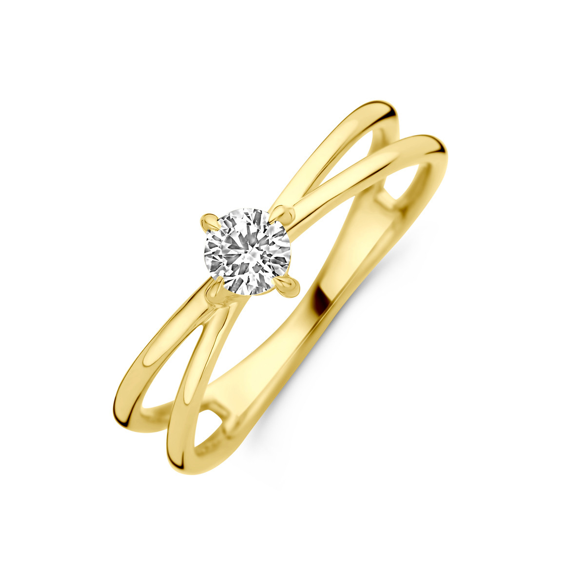14-karaat gouden crossover ring met lab grown diamant 0.25 crt 5.5 mm breed