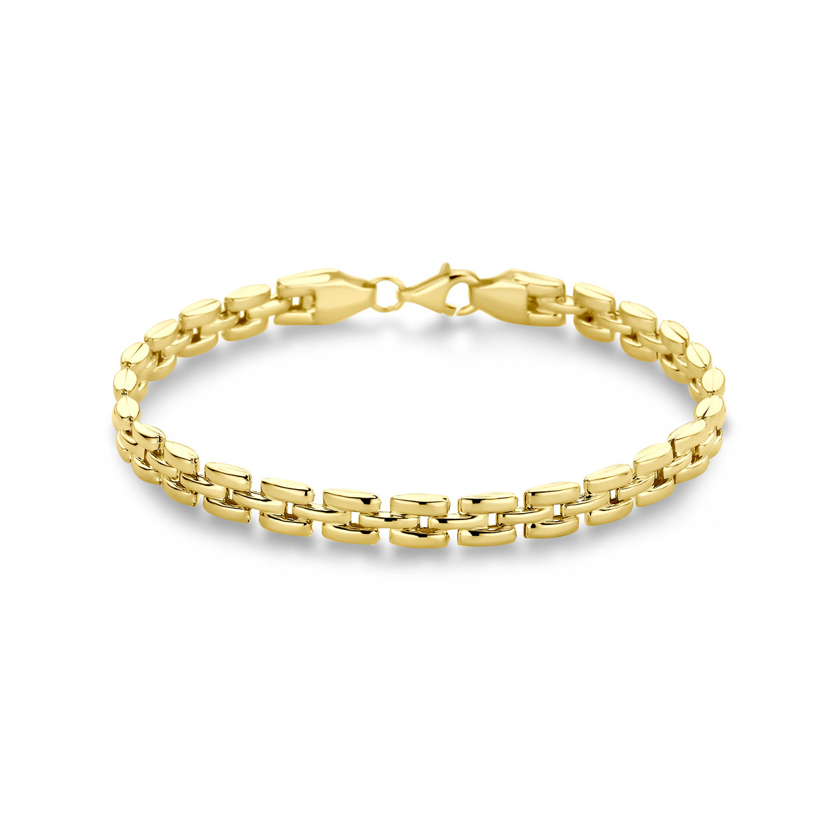 14-karaat gouden dames armband met panter schakels 5.3 mm breed - Lengte 19 cm