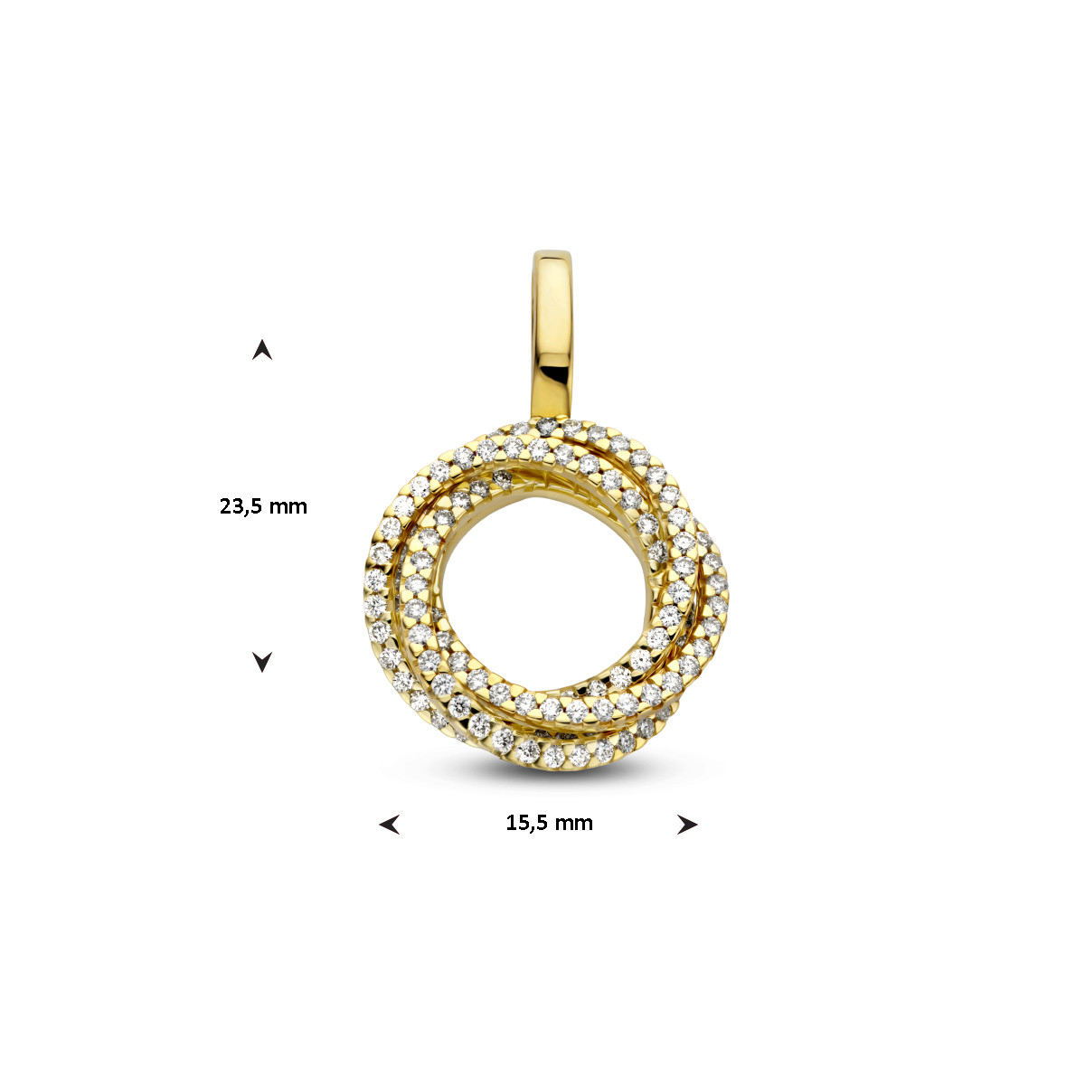 14-karaat gouden diamanten hanger 0.48 crt - 23.5 x 15.5 mm