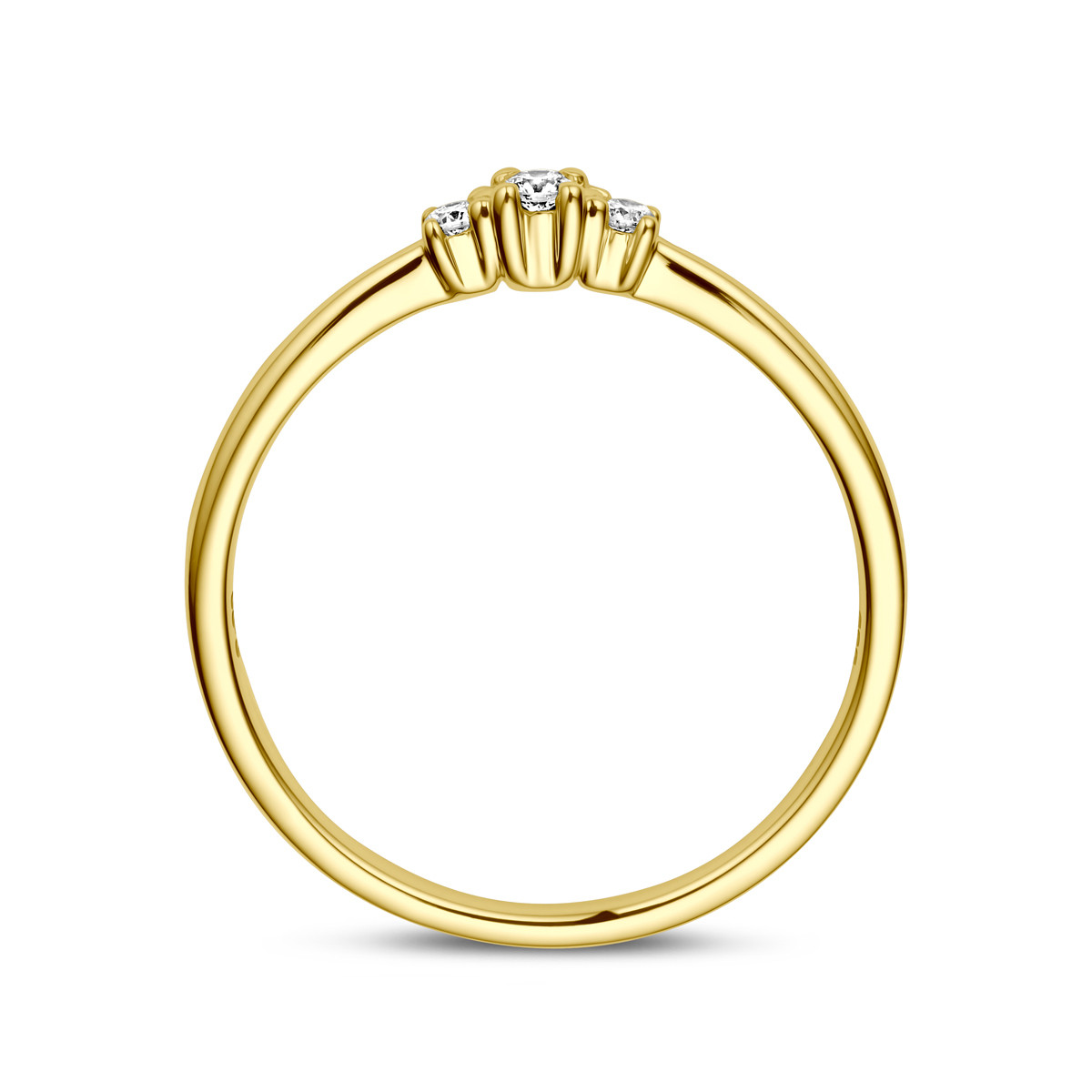 14-karaat gouden diamanten ring 0.08 crt 2.5 mm breed