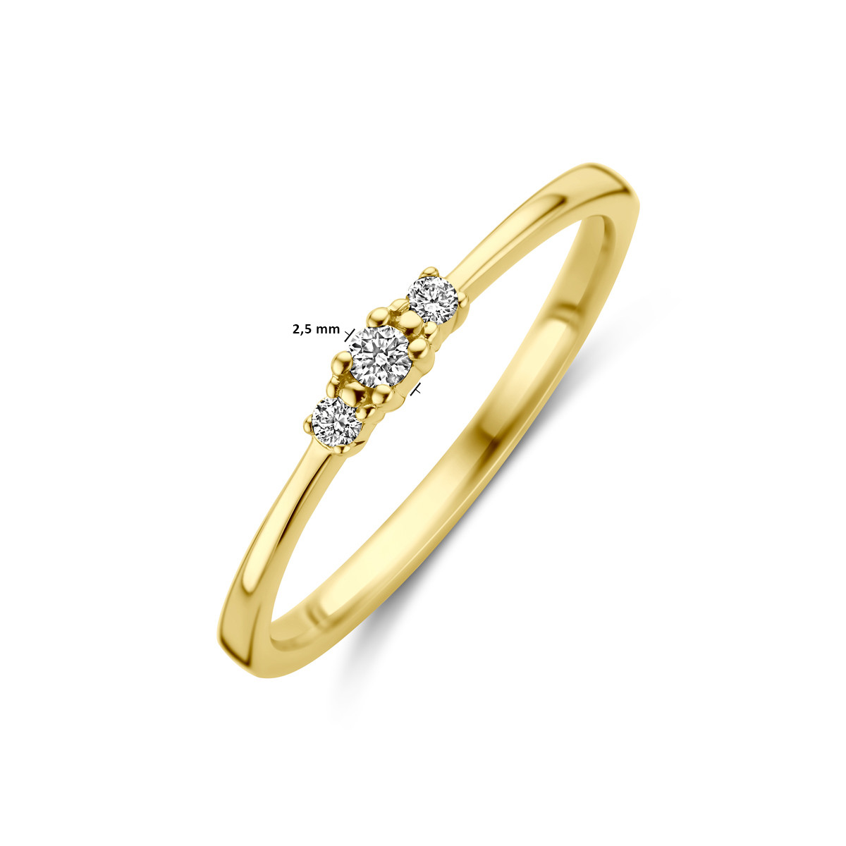 14-karaat gouden diamanten ring 0.08 crt 2.5 mm breed