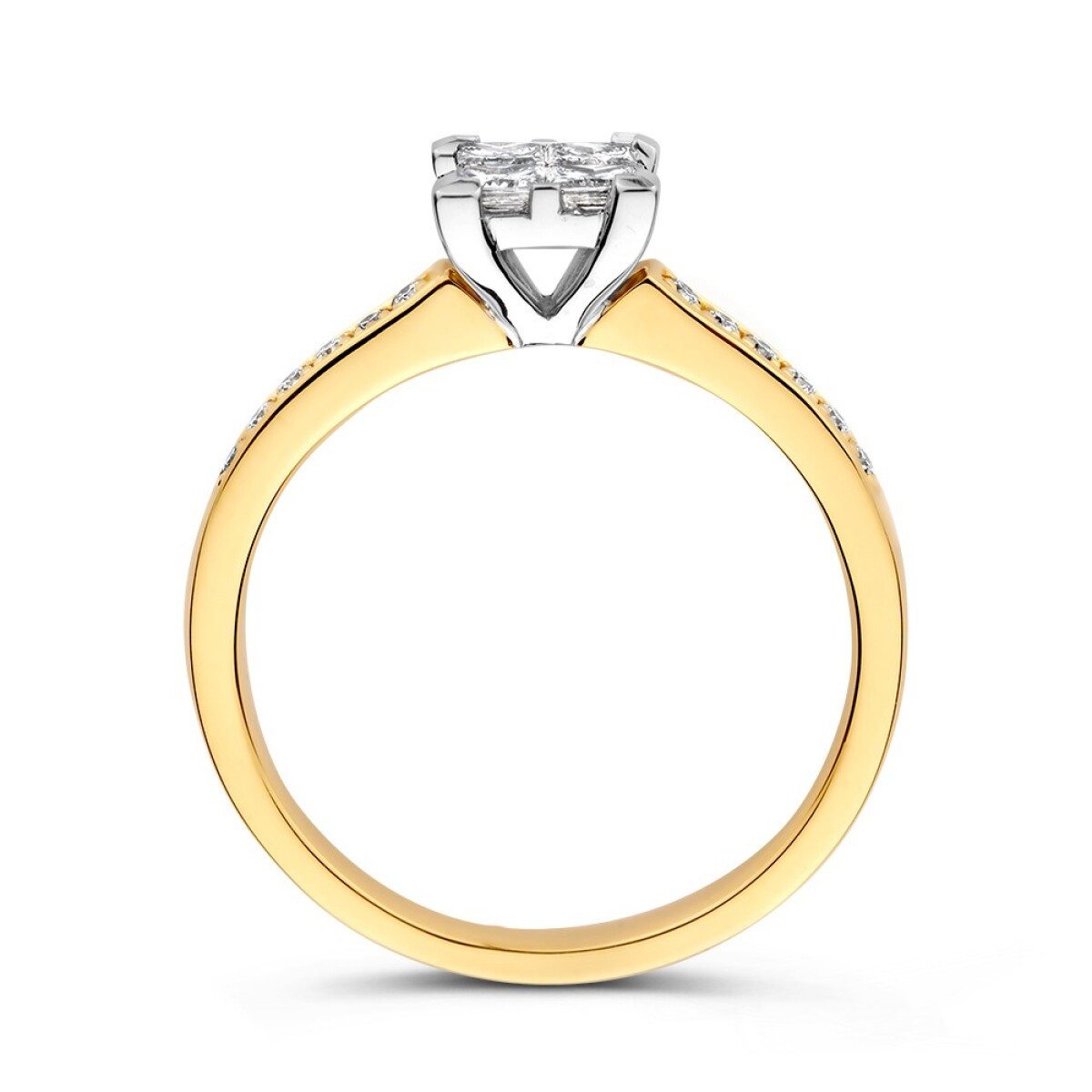 14-karaat gouden diamanten ring met vierkante briljant 0.50 crt 6.8 mm breed